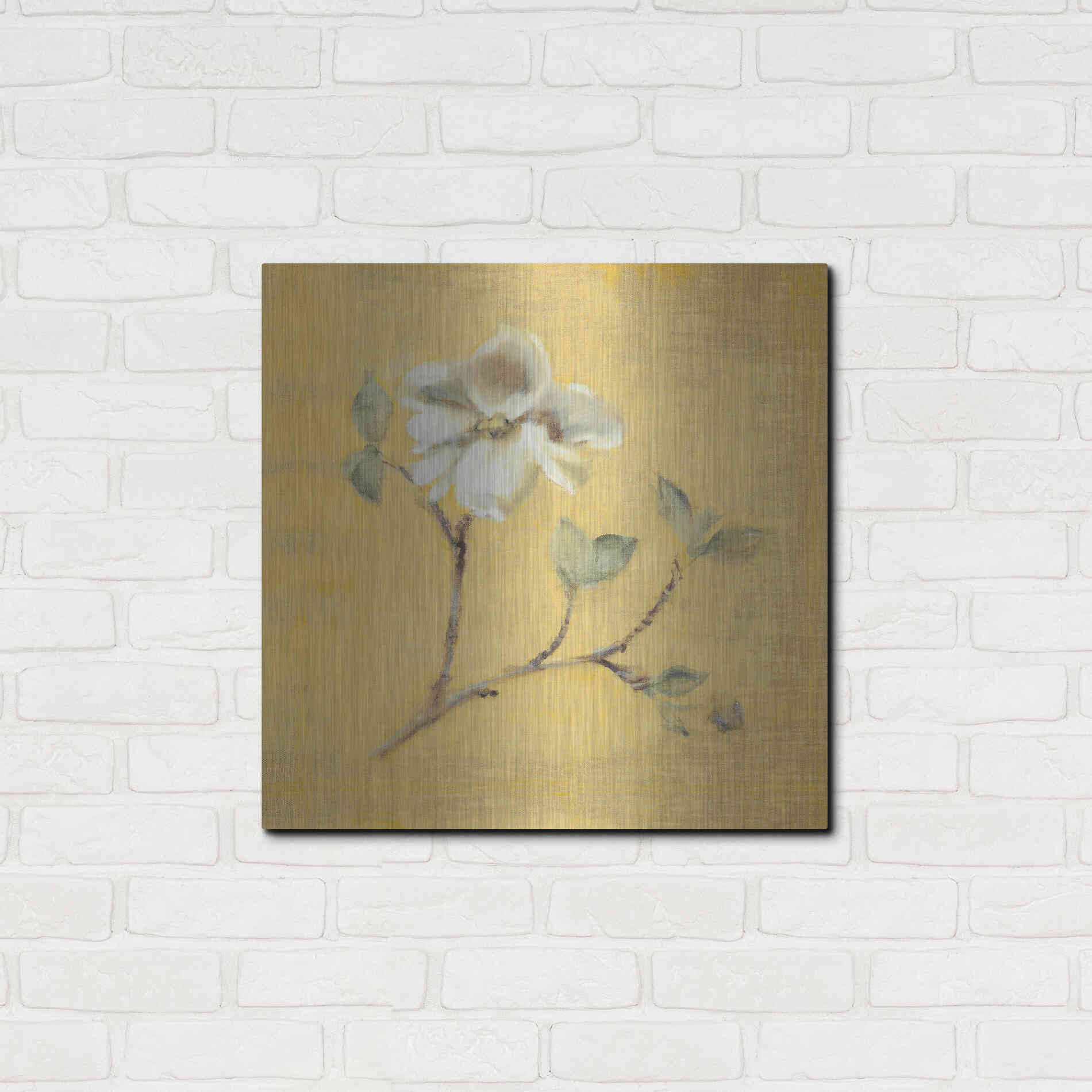 Luxe Metal Art 'Dogwood Blossom on Gold' by Cheri Blum, Metal Wall Art,24x24