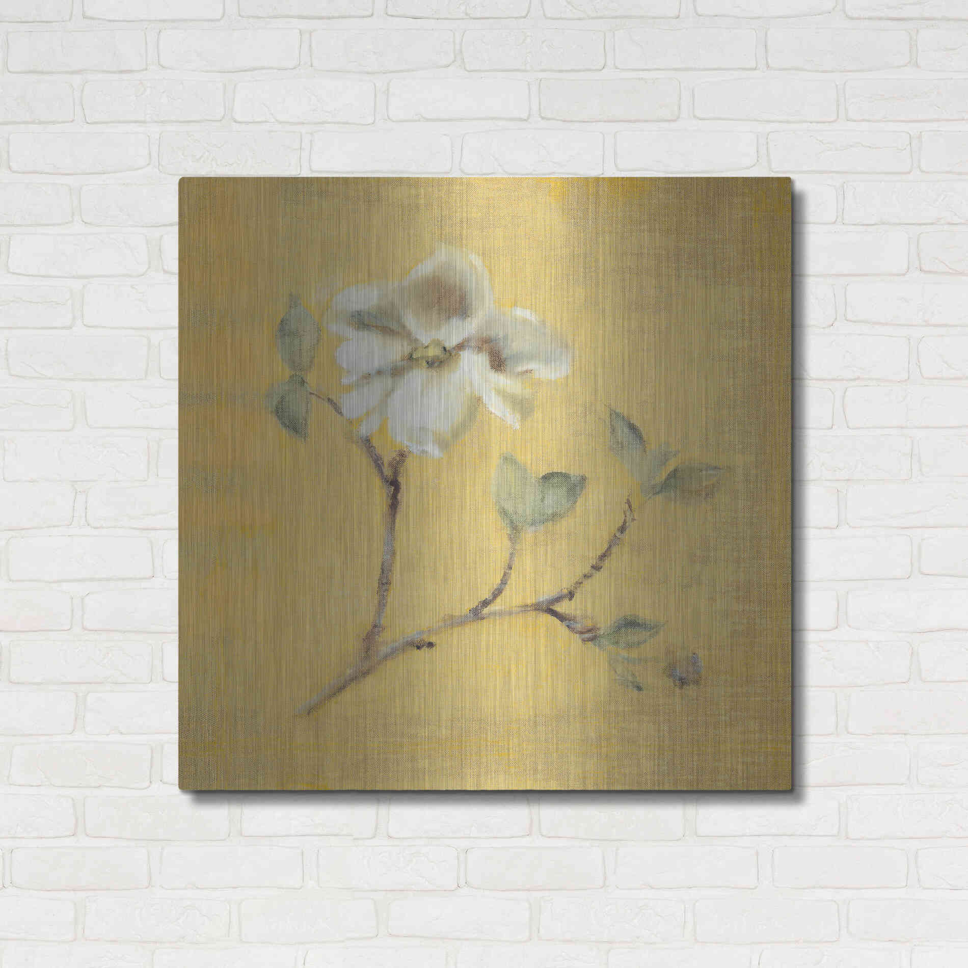 Luxe Metal Art 'Dogwood Blossom on Gold' by Cheri Blum, Metal Wall Art,36x36