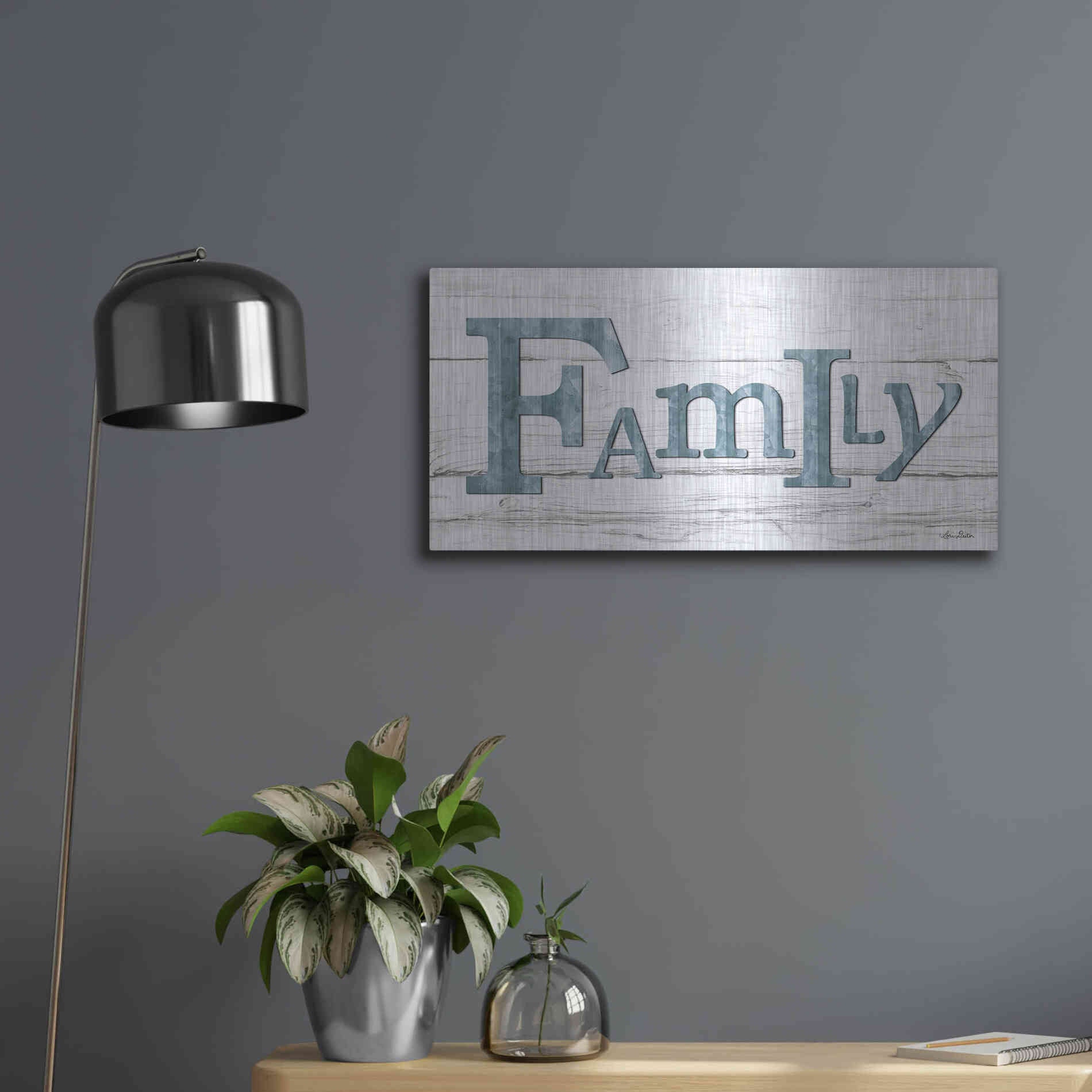 Luxe Metal Art 'Metal Family' by Lori Deiter, Metal Wall Art,24x12