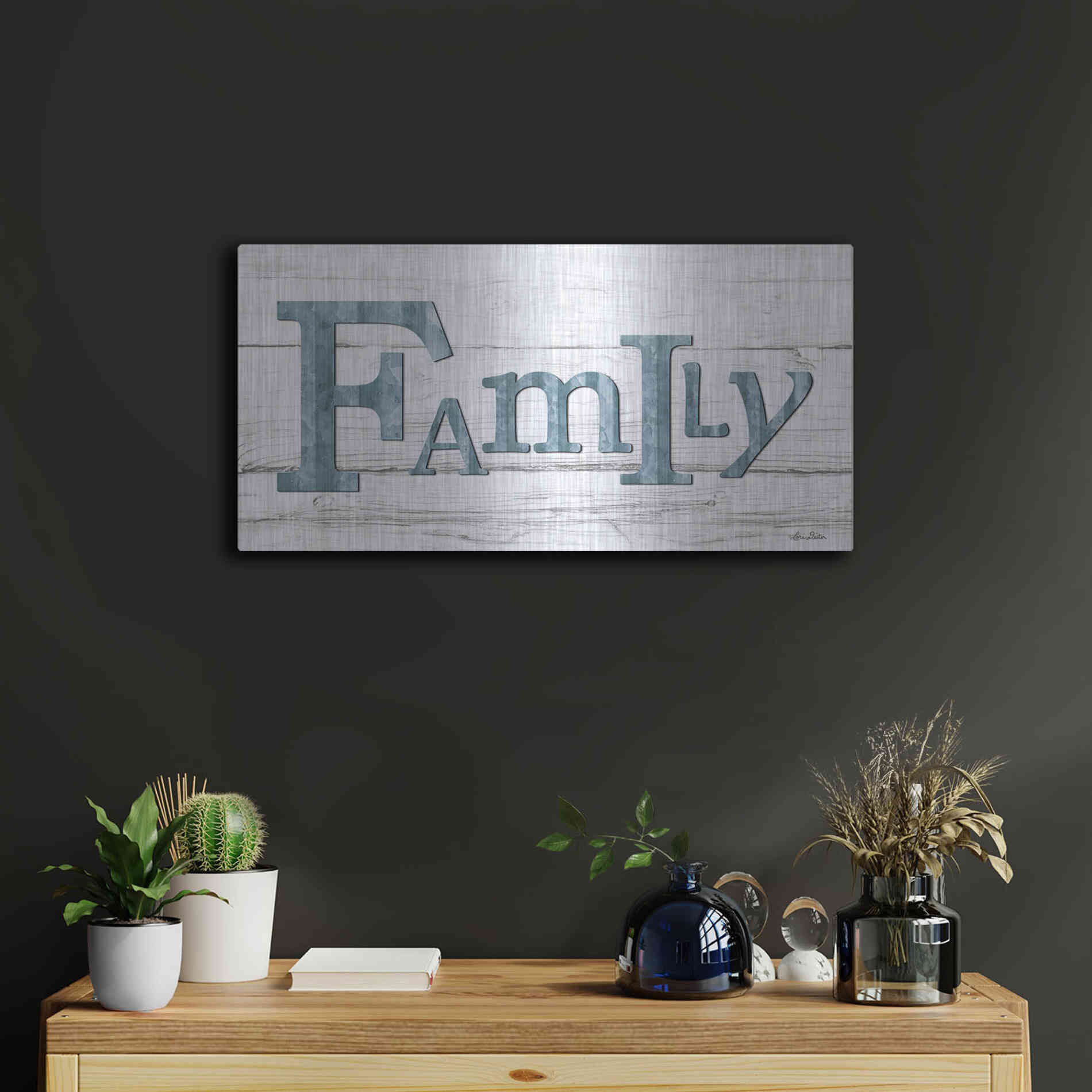Luxe Metal Art 'Metal Family' by Lori Deiter, Metal Wall Art,24x12
