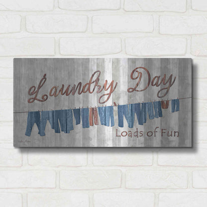 Luxe Metal Art 'Laundry Day Loads of Fun' by Lori Deiter, Metal Wall Art,24x12