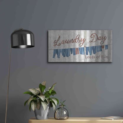Luxe Metal Art 'Laundry Day Loads of Fun' by Lori Deiter, Metal Wall Art,24x12