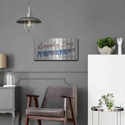 Luxe Metal Art 'Laundry Day Loads of Fun' by Lori Deiter, Metal Wall Art,24x12