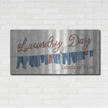 Luxe Metal Art 'Laundry Day Loads of Fun' by Lori Deiter, Metal Wall Art,48x24