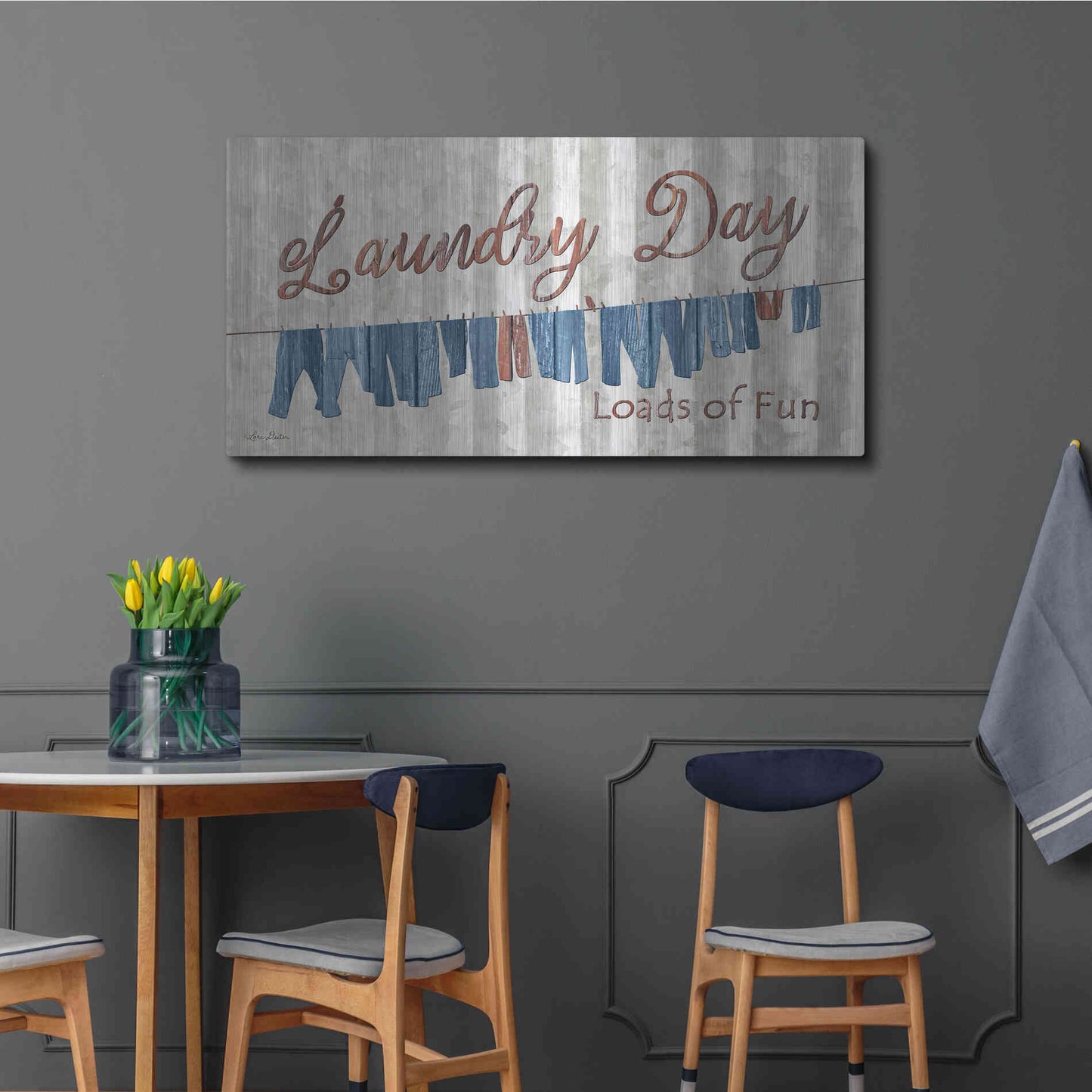 Luxe Metal Art 'Laundry Day Loads of Fun' by Lori Deiter, Metal Wall Art,48x24