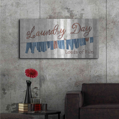 Luxe Metal Art 'Laundry Day Loads of Fun' by Lori Deiter, Metal Wall Art,48x24