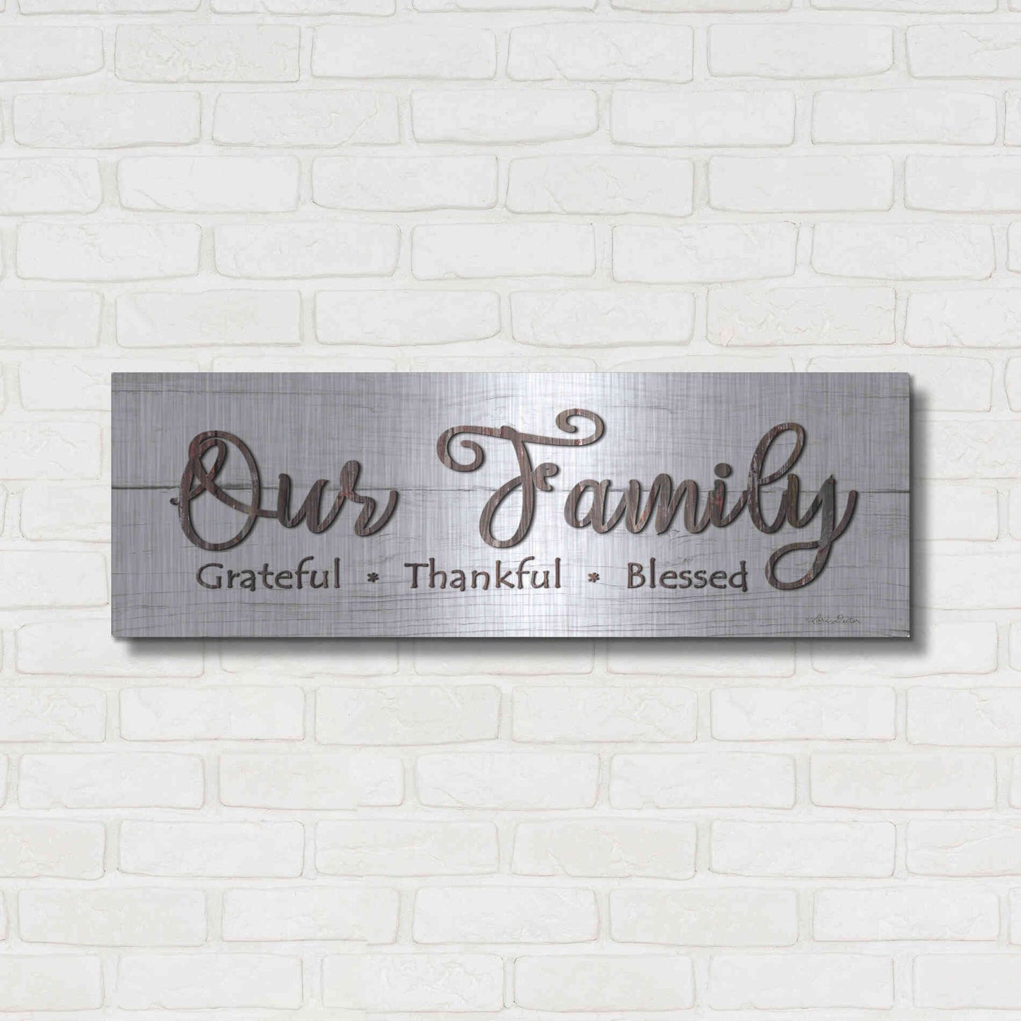 Luxe Metal Art 'Our Family' by Lori Deiter, Metal Wall Art,36x12