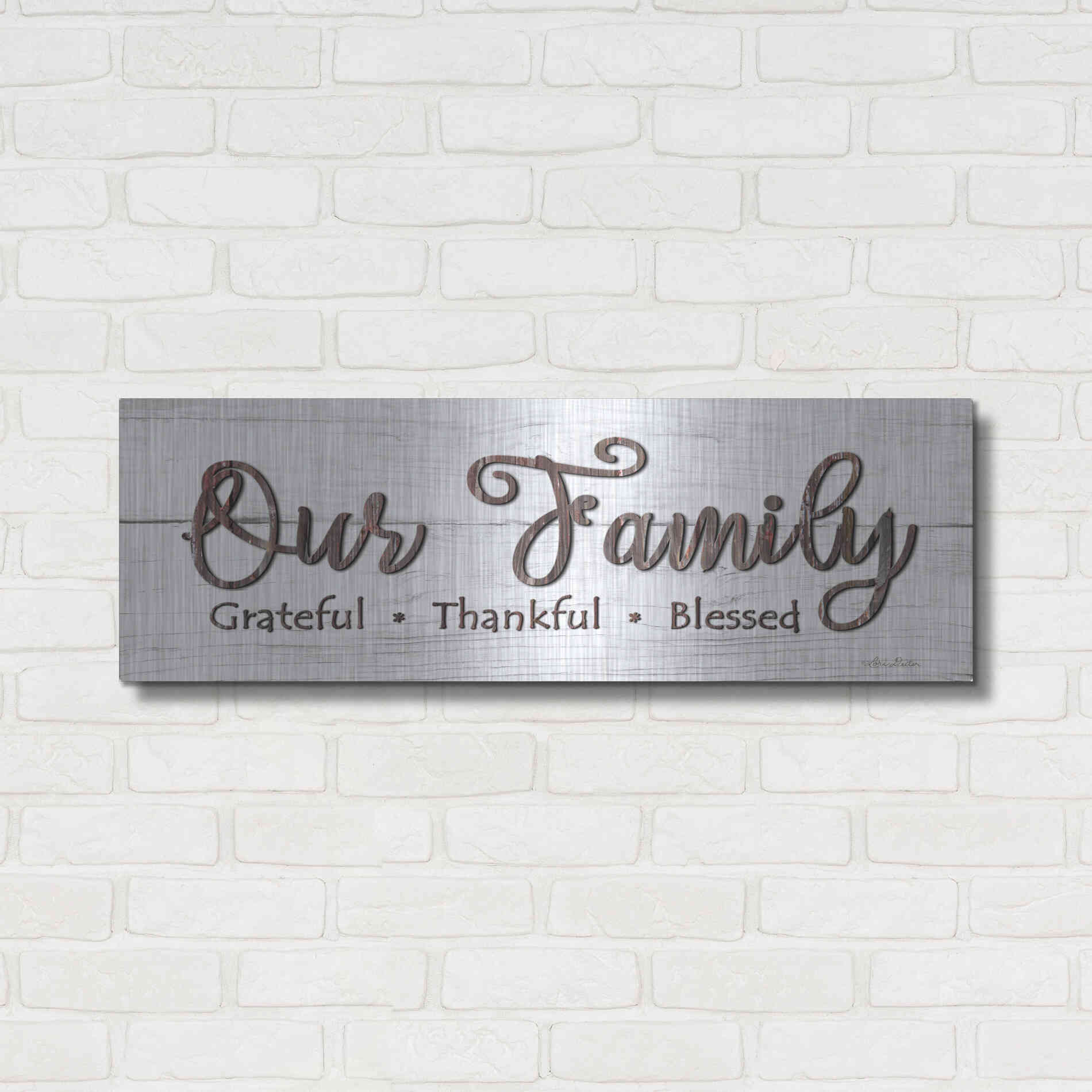Luxe Metal Art 'Our Family' by Lori Deiter, Metal Wall Art,36x12