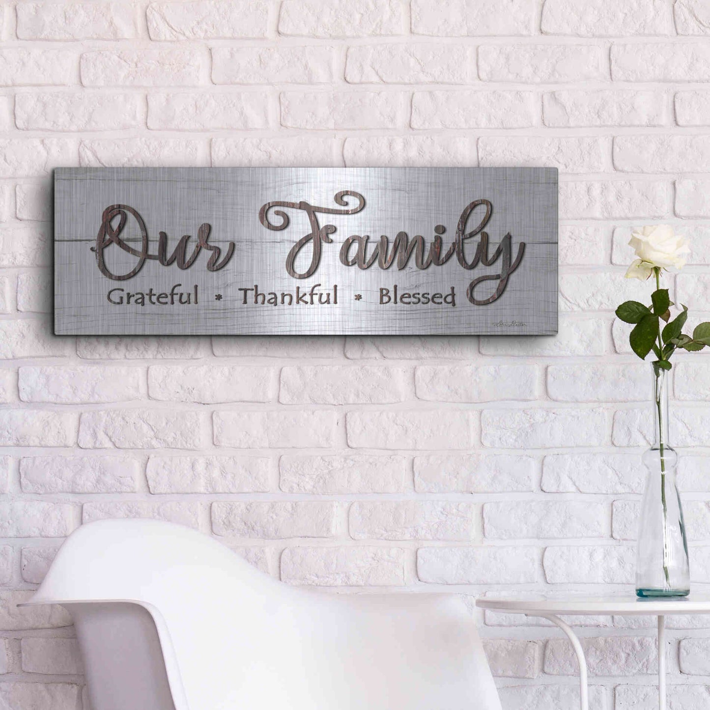 Luxe Metal Art 'Our Family' by Lori Deiter, Metal Wall Art,36x12