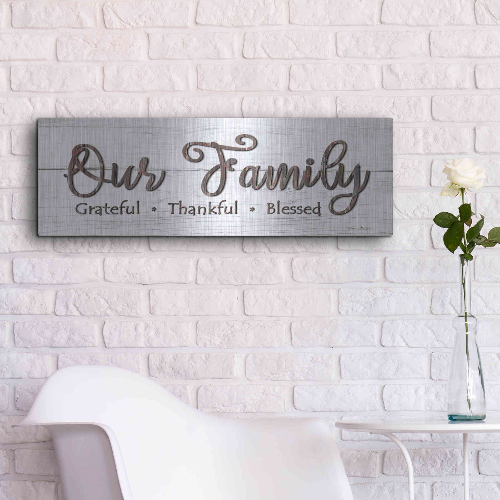Luxe Metal Art 'Our Family' by Lori Deiter, Metal Wall Art,36x12