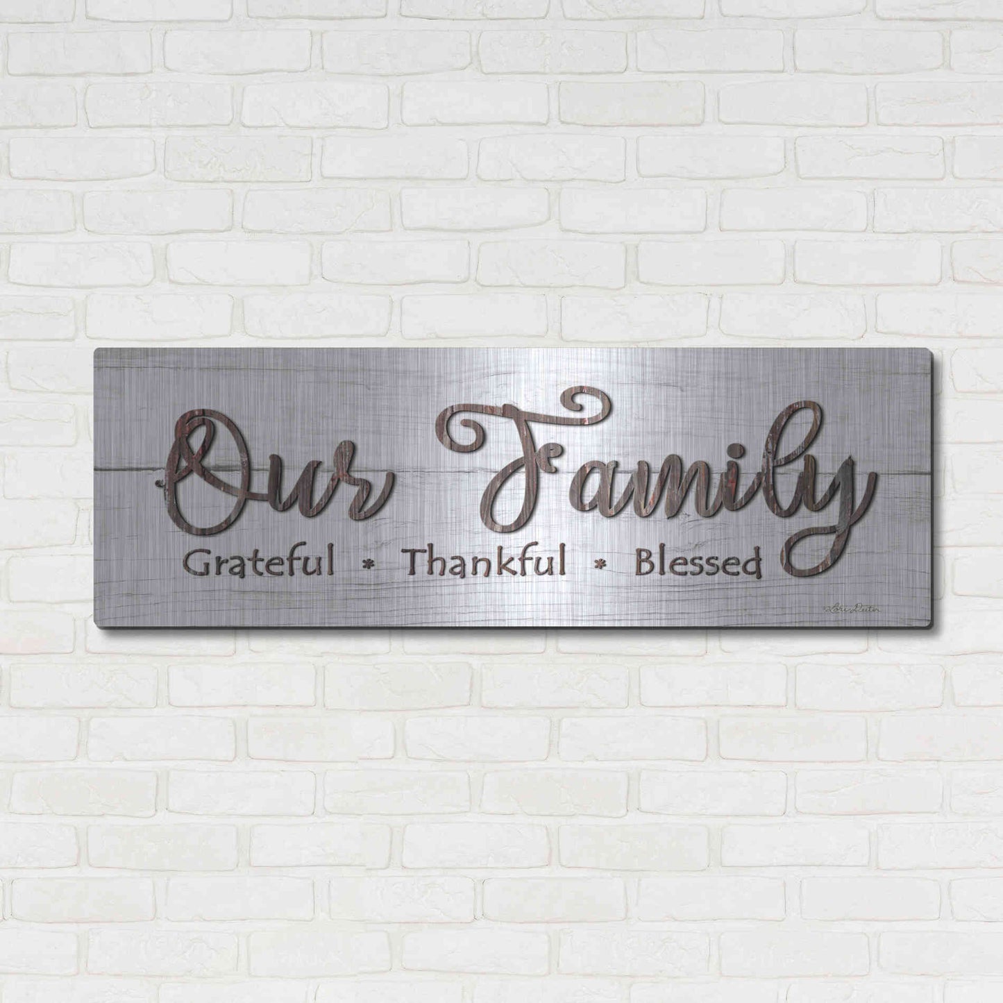 Luxe Metal Art 'Our Family' by Lori Deiter, Metal Wall Art,48x16