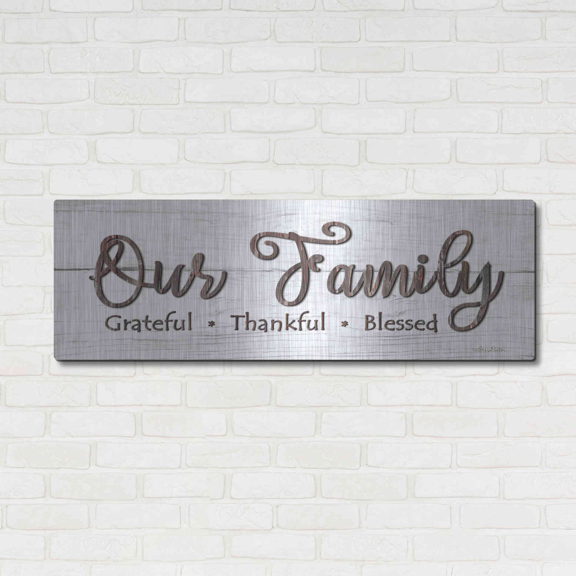 Luxe Metal Art 'Our Family' by Lori Deiter, Metal Wall Art,48x16