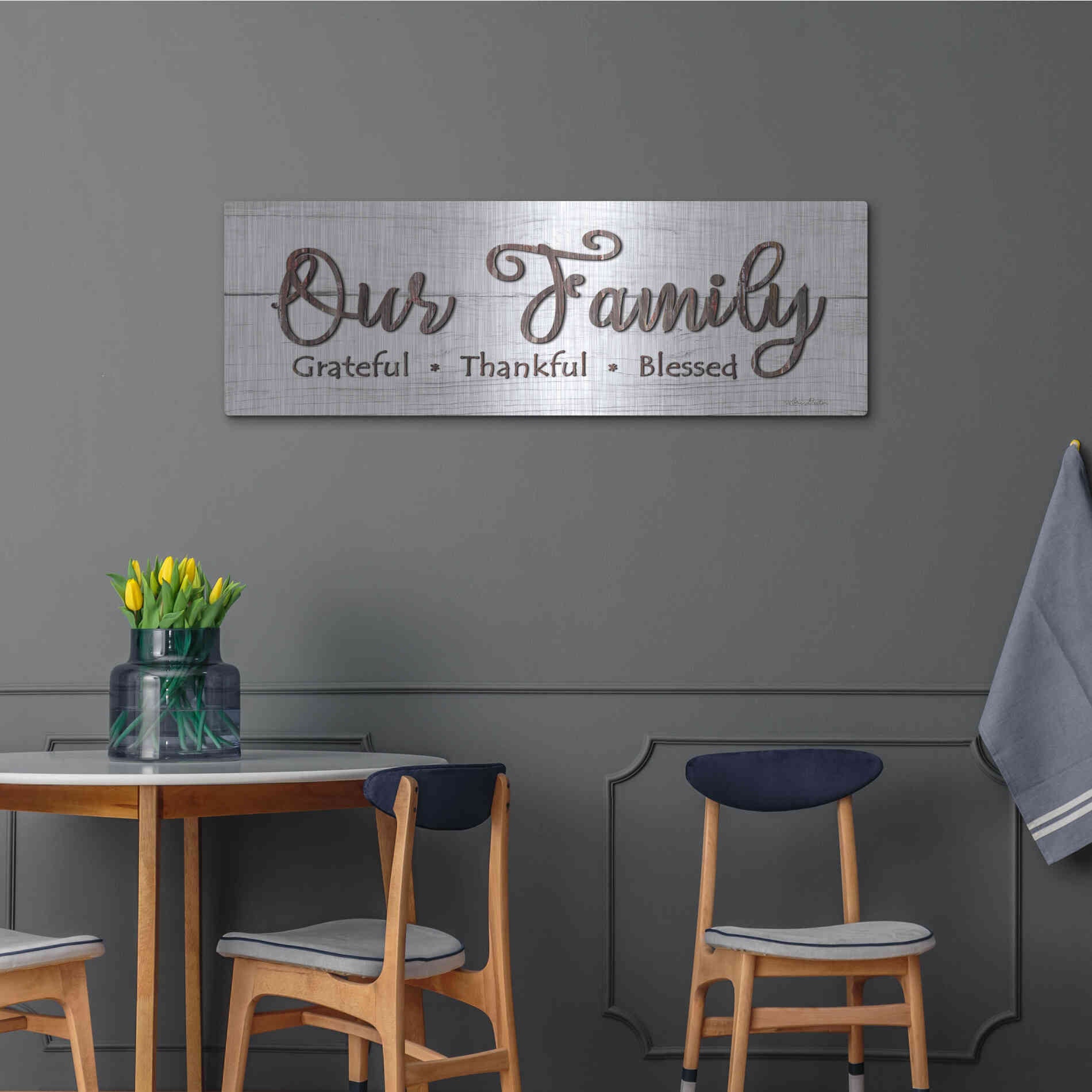 Luxe Metal Art 'Our Family' by Lori Deiter, Metal Wall Art,48x16