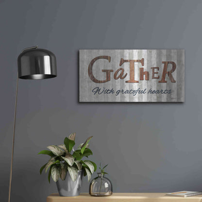 Luxe Metal Art 'Gather with Graceful Hearts' by Lori Deiter, Metal Wall Art,24x12
