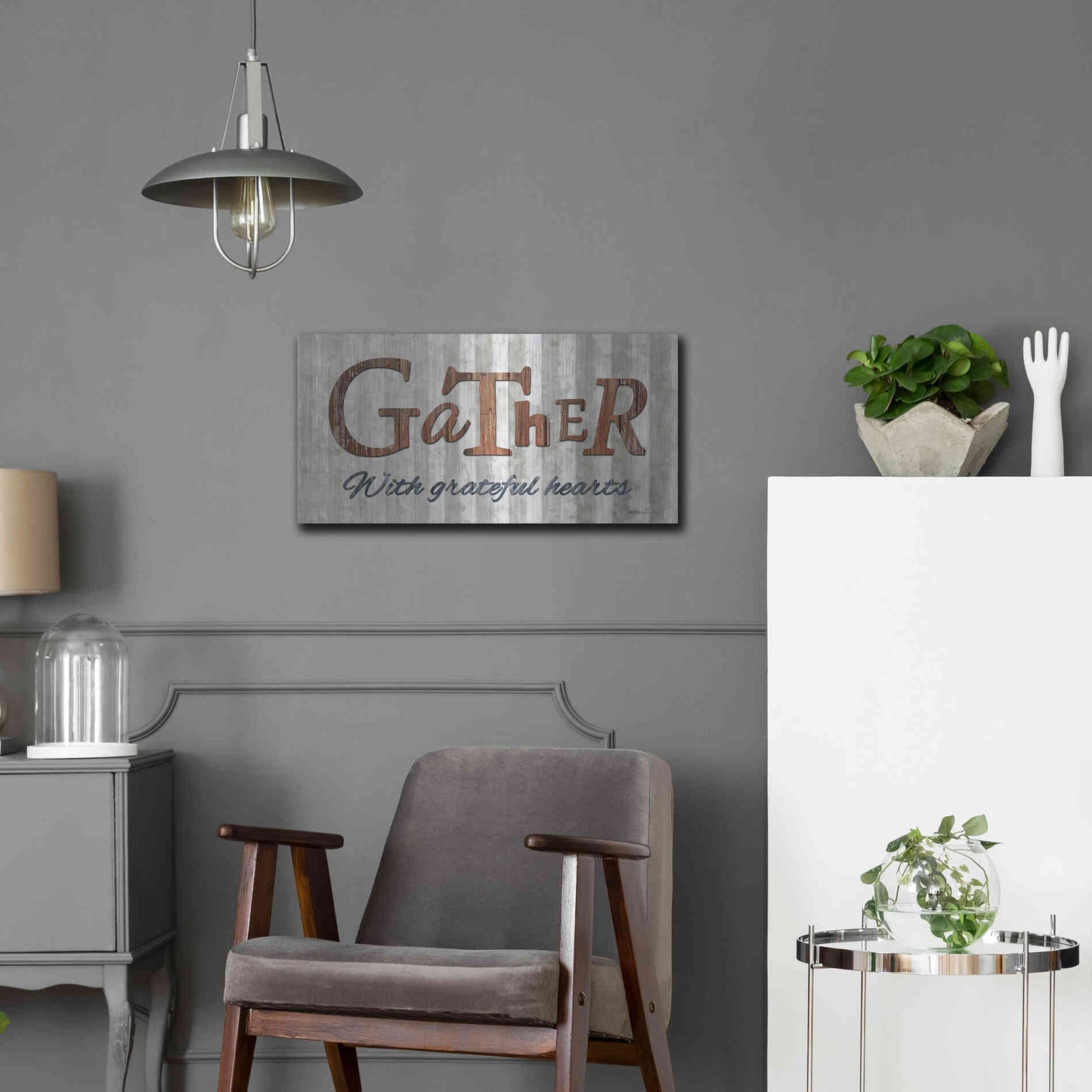 Luxe Metal Art 'Gather with Graceful Hearts' by Lori Deiter, Metal Wall Art,24x12