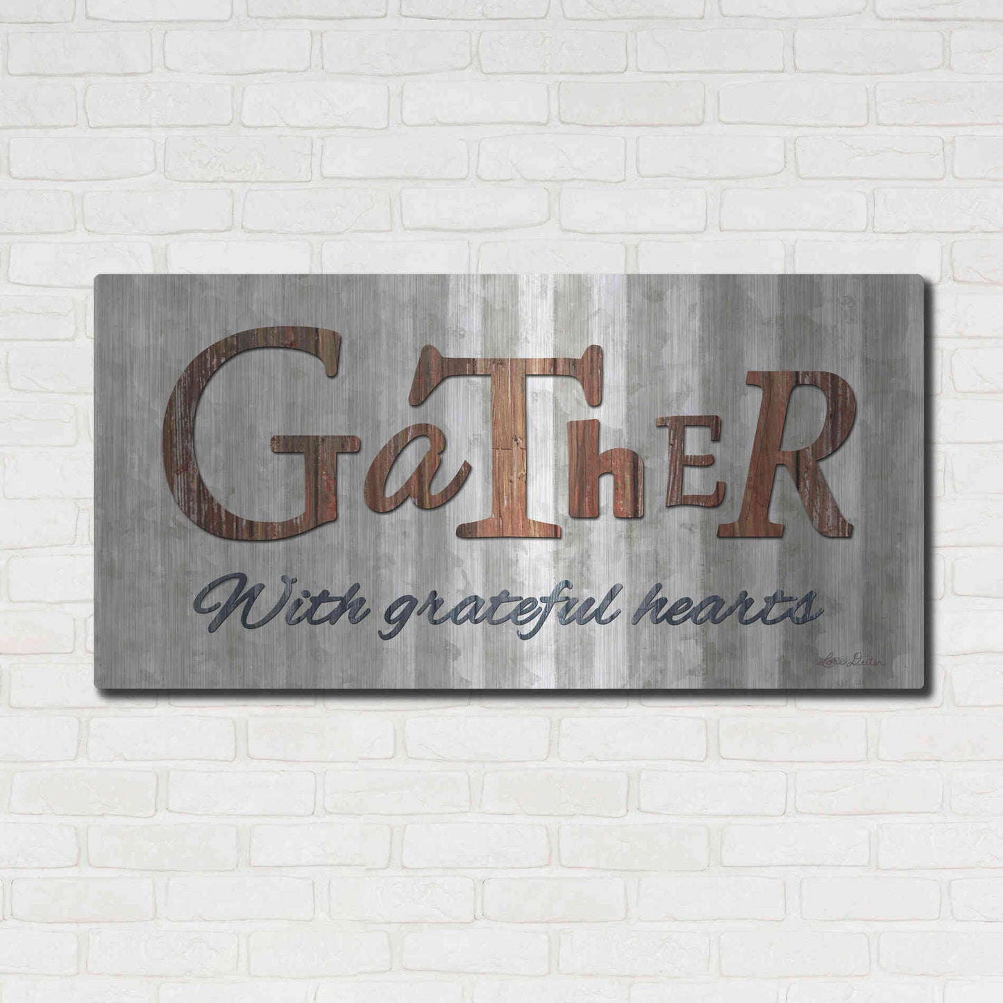 Luxe Metal Art 'Gather with Graceful Hearts' by Lori Deiter, Metal Wall Art,48x24