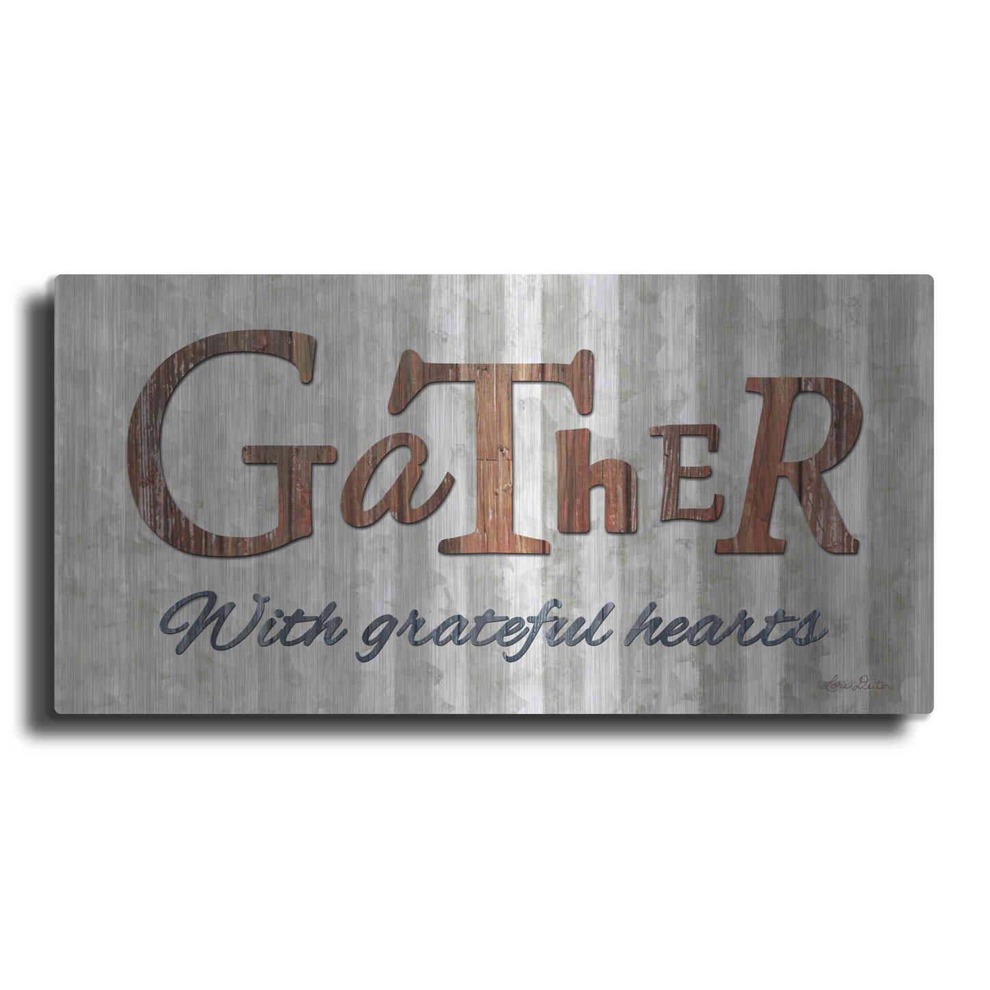 Luxe Metal Art 'Gather with Graceful Hearts' by Lori Deiter, Metal Wall Art
