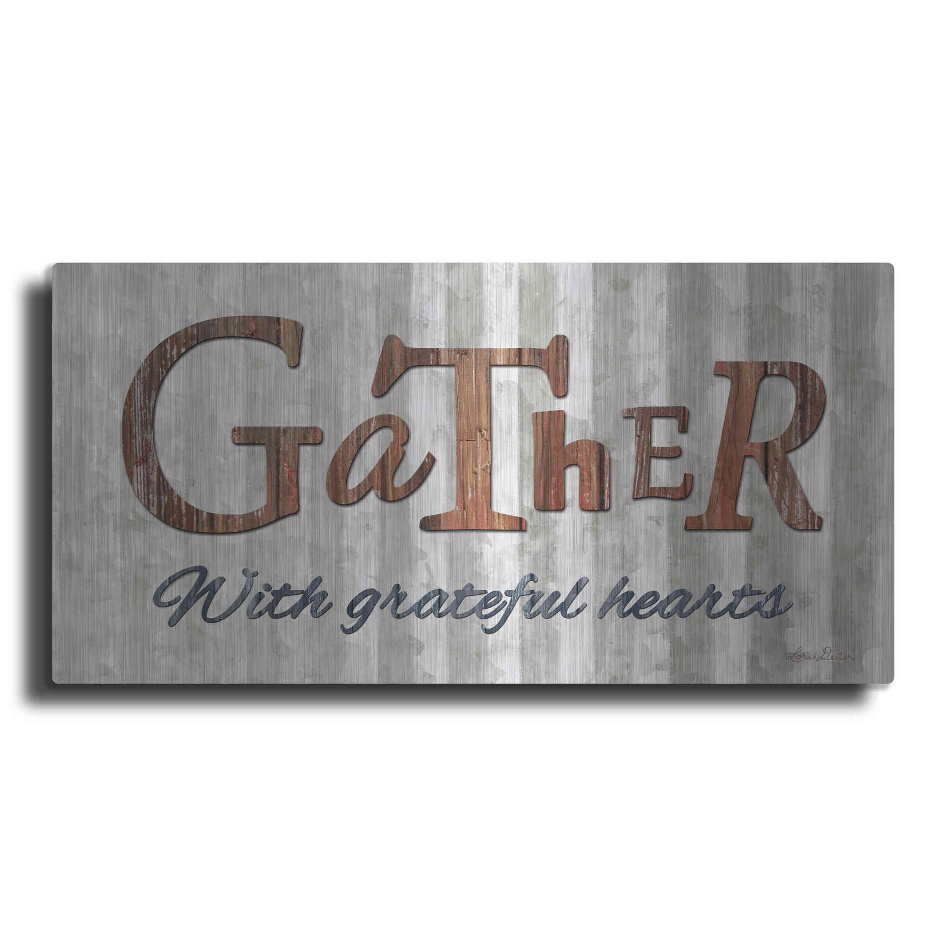 Luxe Metal Art 'Gather with Graceful Hearts' by Lori Deiter, Metal Wall Art