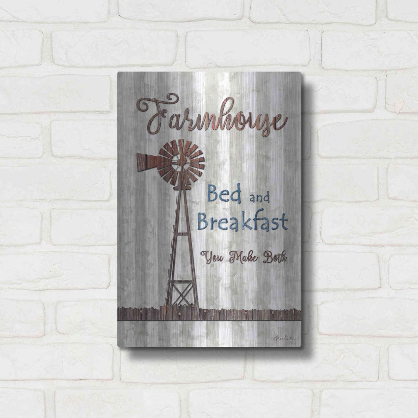 Luxe Metal Art 'Farmhouse Bed & Breakfast' by Lori Deiter, Metal Wall Art,12x16