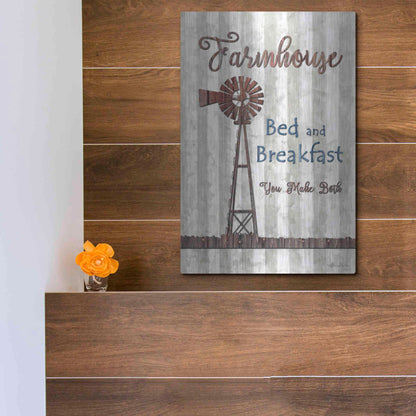 Luxe Metal Art 'Farmhouse Bed & Breakfast' by Lori Deiter, Metal Wall Art,12x16