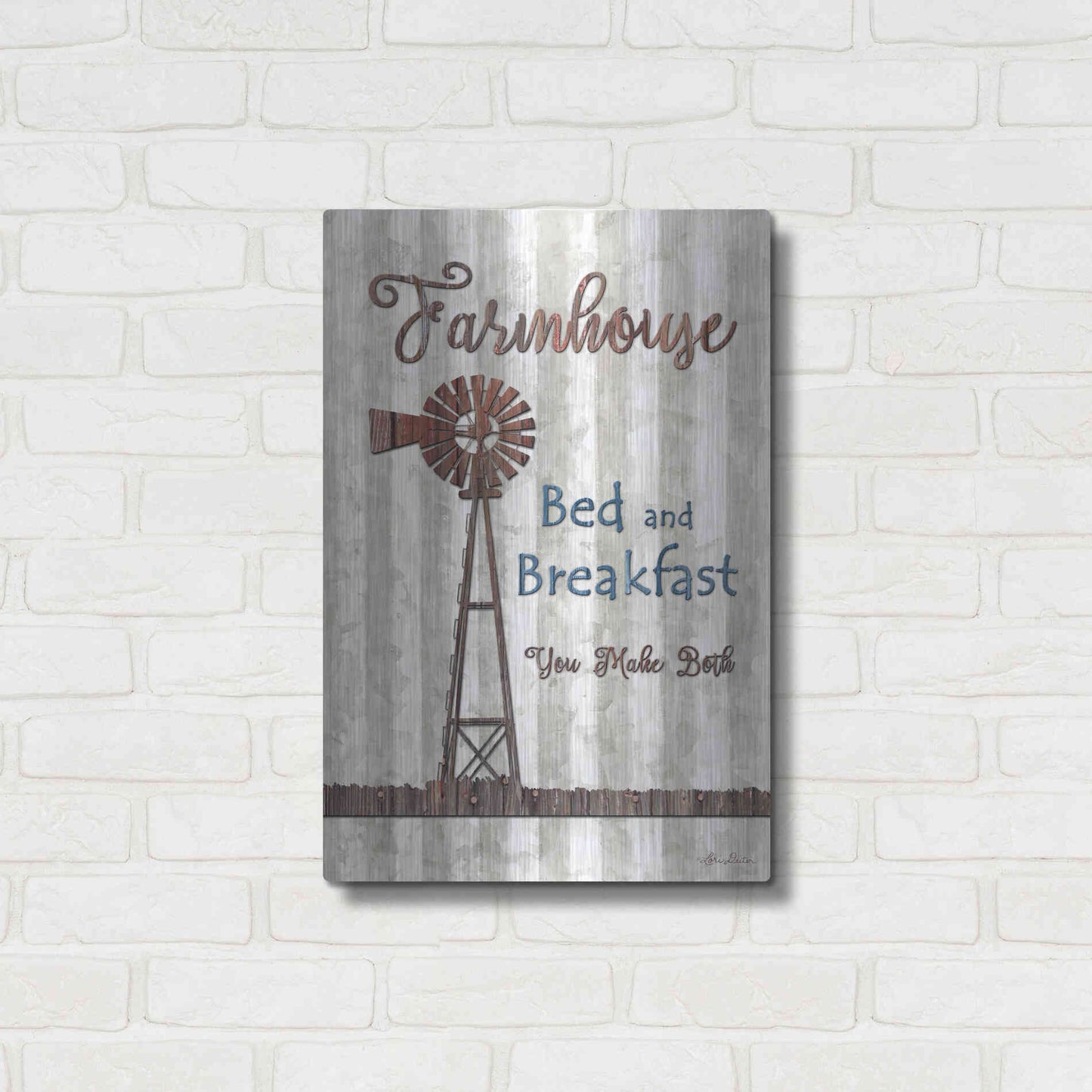 Luxe Metal Art 'Farmhouse Bed & Breakfast' by Lori Deiter, Metal Wall Art,16x24