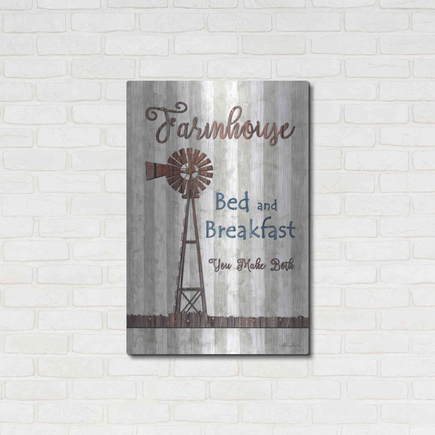 Luxe Metal Art 'Farmhouse Bed & Breakfast' by Lori Deiter, Metal Wall Art,24x36