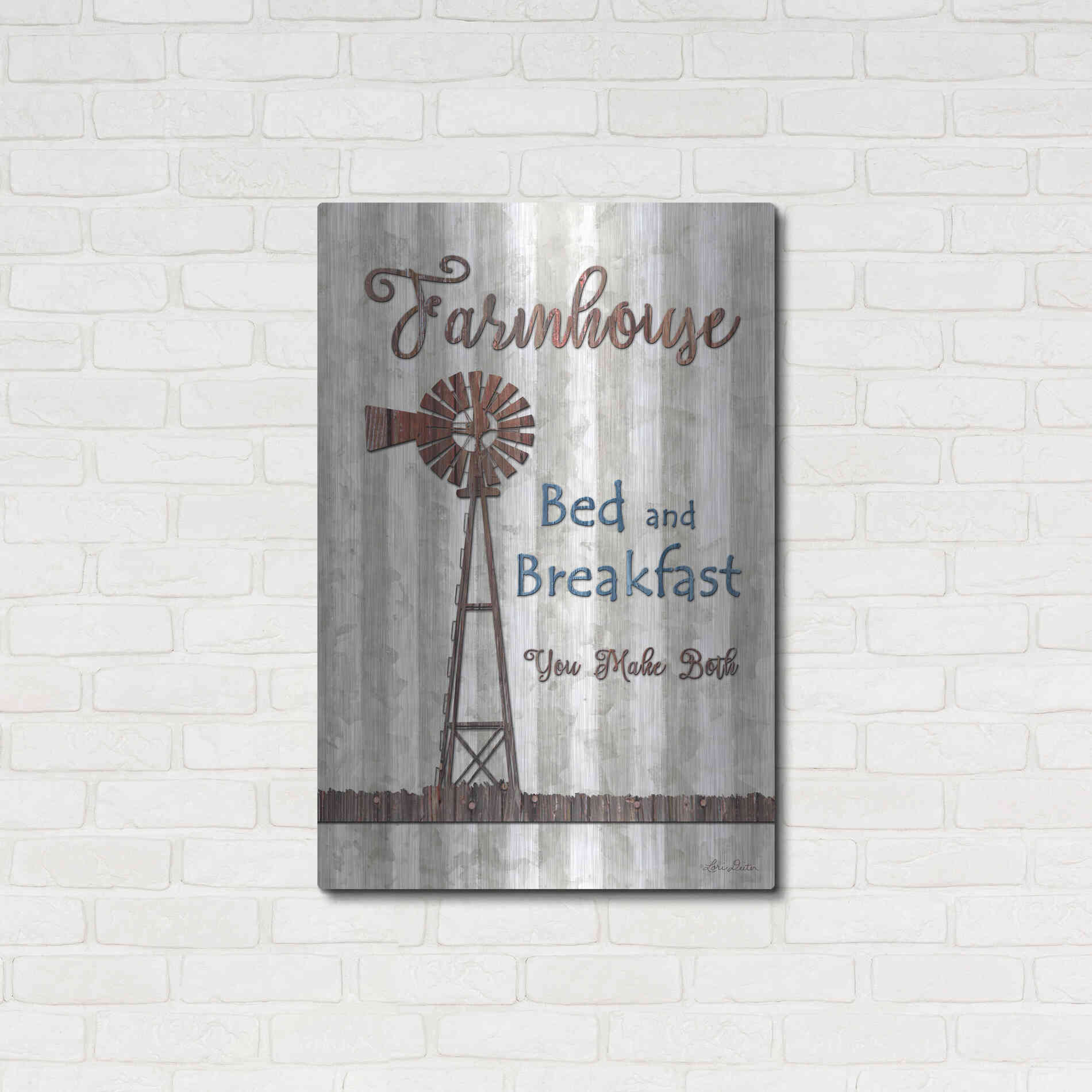 Luxe Metal Art 'Farmhouse Bed & Breakfast' by Lori Deiter, Metal Wall Art,24x36