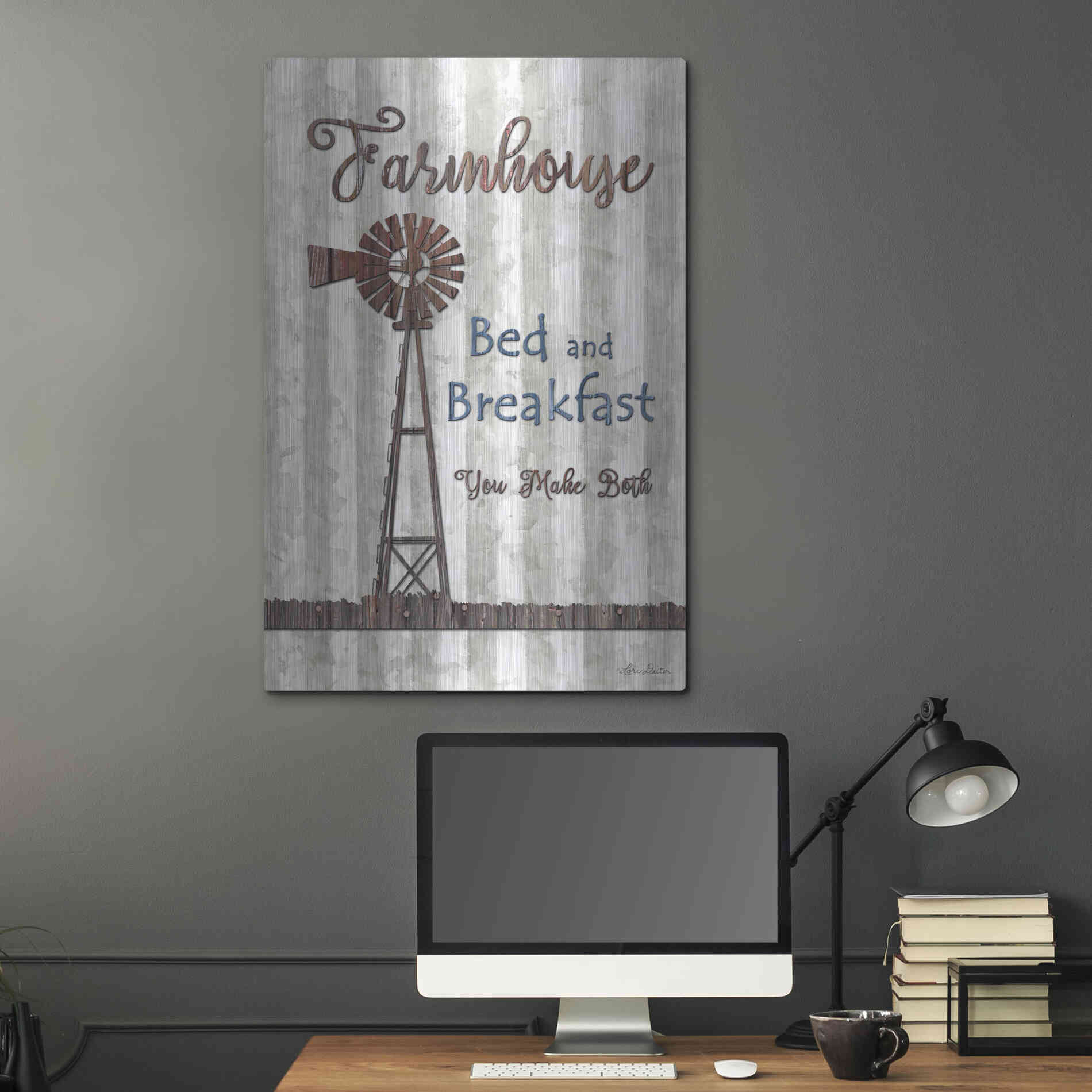 Luxe Metal Art 'Farmhouse Bed & Breakfast' by Lori Deiter, Metal Wall Art,24x36