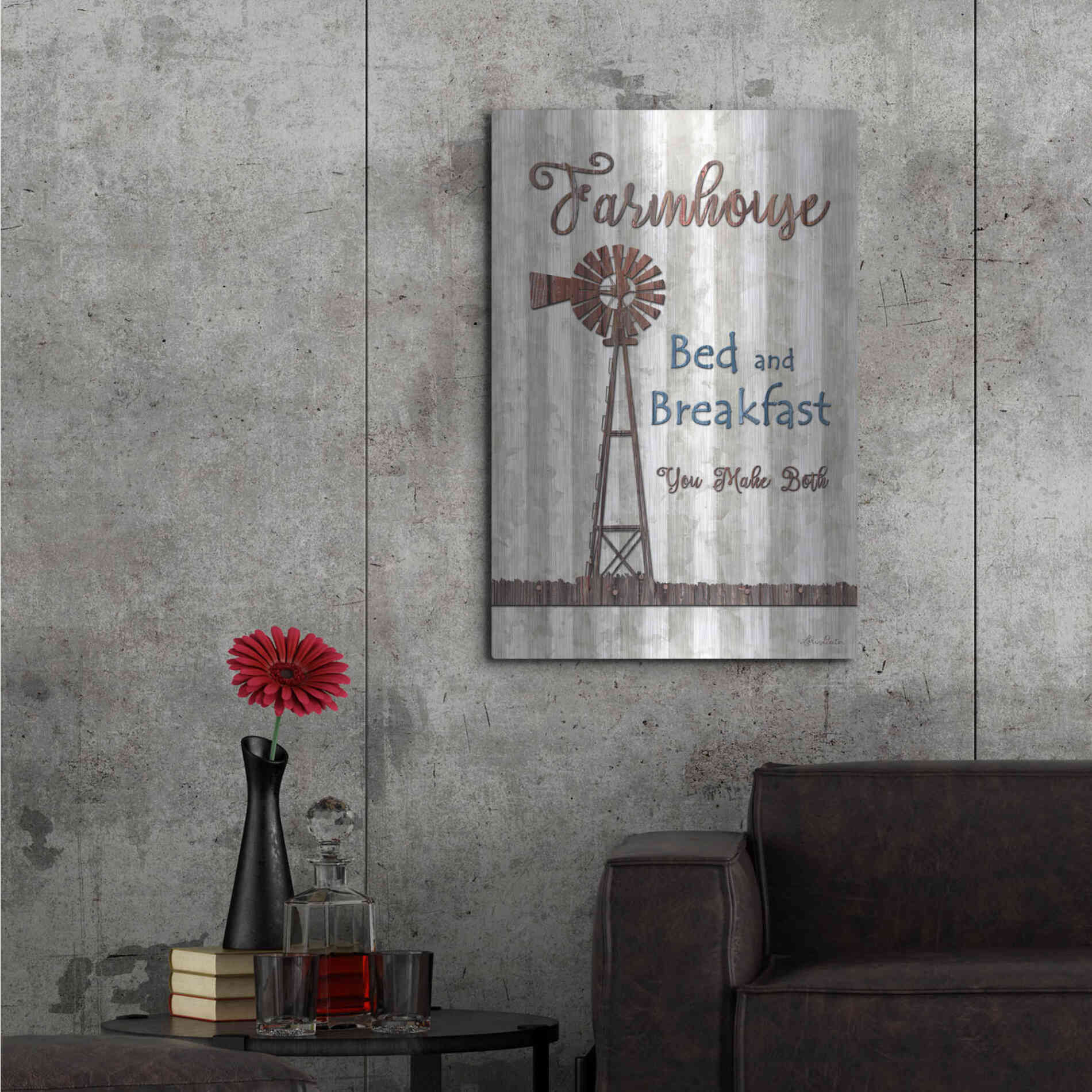 Luxe Metal Art 'Farmhouse Bed & Breakfast' by Lori Deiter, Metal Wall Art,24x36