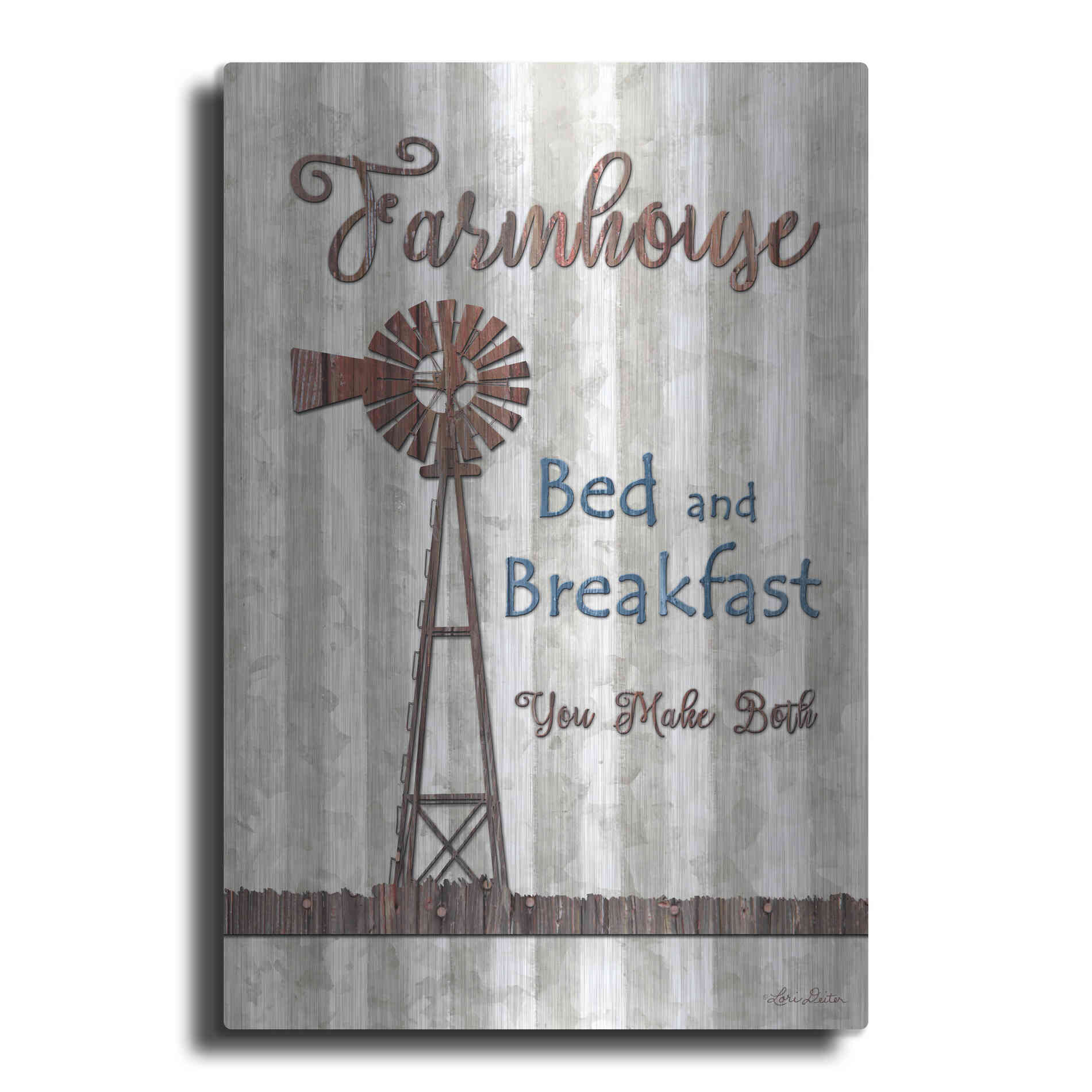 Luxe Metal Art 'Farmhouse Bed & Breakfast' by Lori Deiter, Metal Wall Art