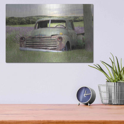 Luxe Metal Art 'Lavender Truck' by Lori Deiter, Metal Wall Art,16x12