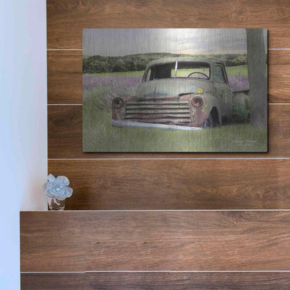 Luxe Metal Art 'Lavender Truck' by Lori Deiter, Metal Wall Art,16x12