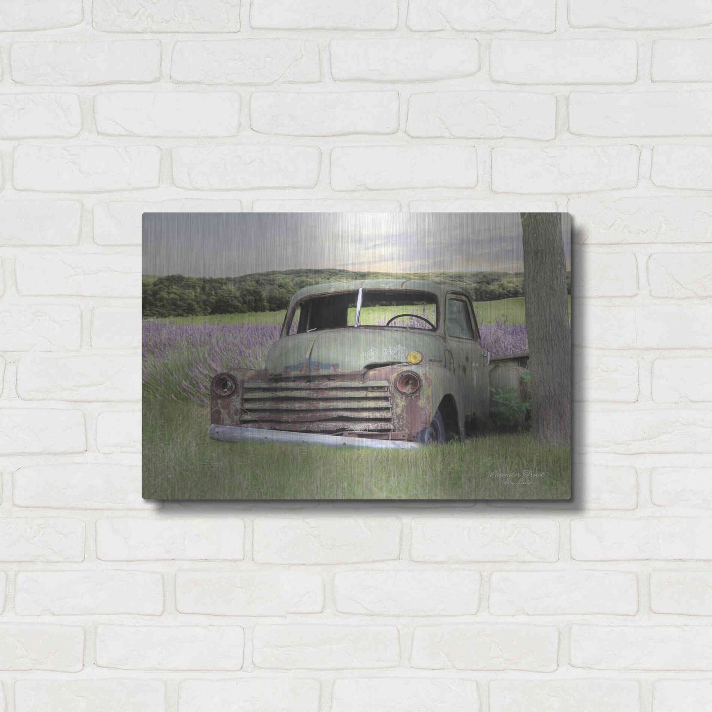 Luxe Metal Art 'Lavender Truck' by Lori Deiter, Metal Wall Art,24x16