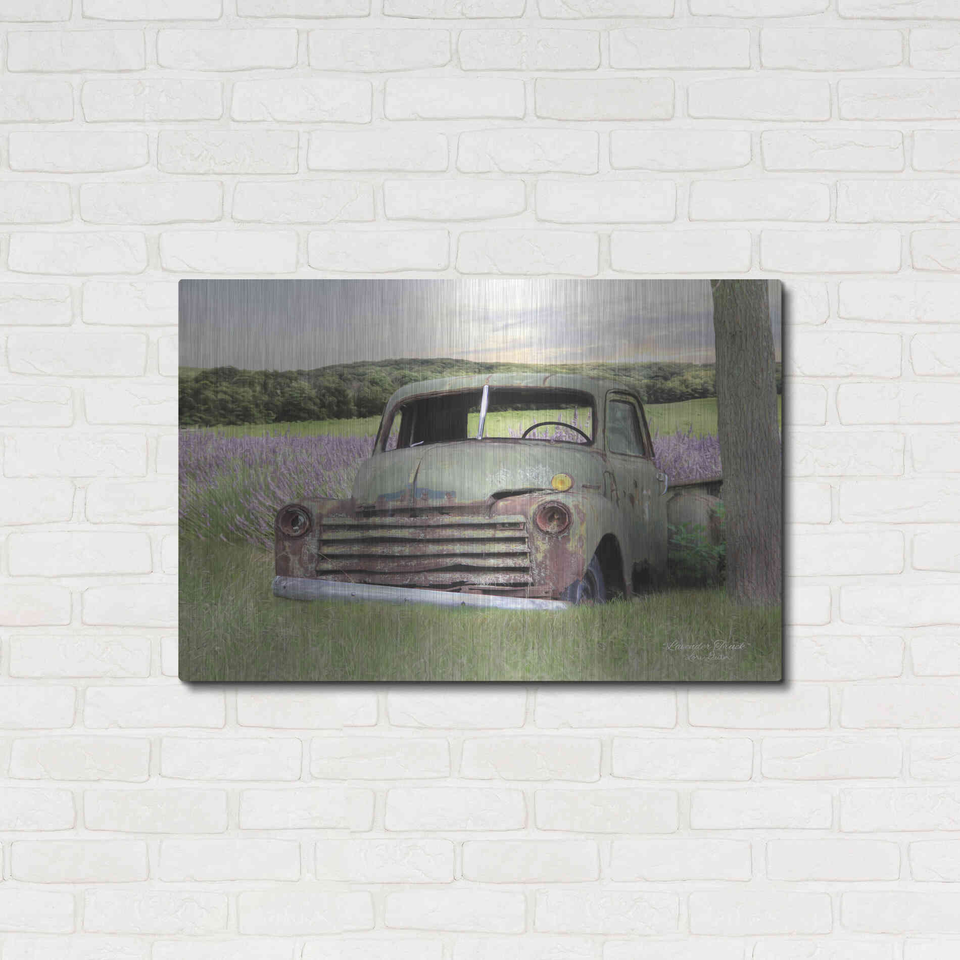 Luxe Metal Art 'Lavender Truck' by Lori Deiter, Metal Wall Art,36x24