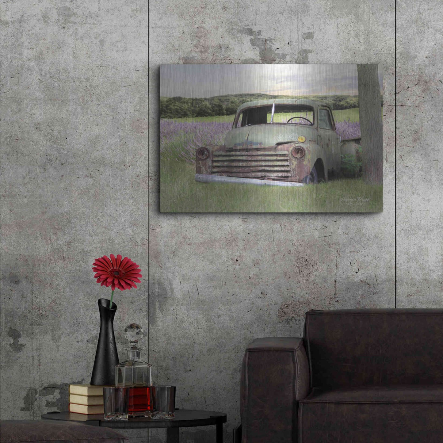 Luxe Metal Art 'Lavender Truck' by Lori Deiter, Metal Wall Art,36x24