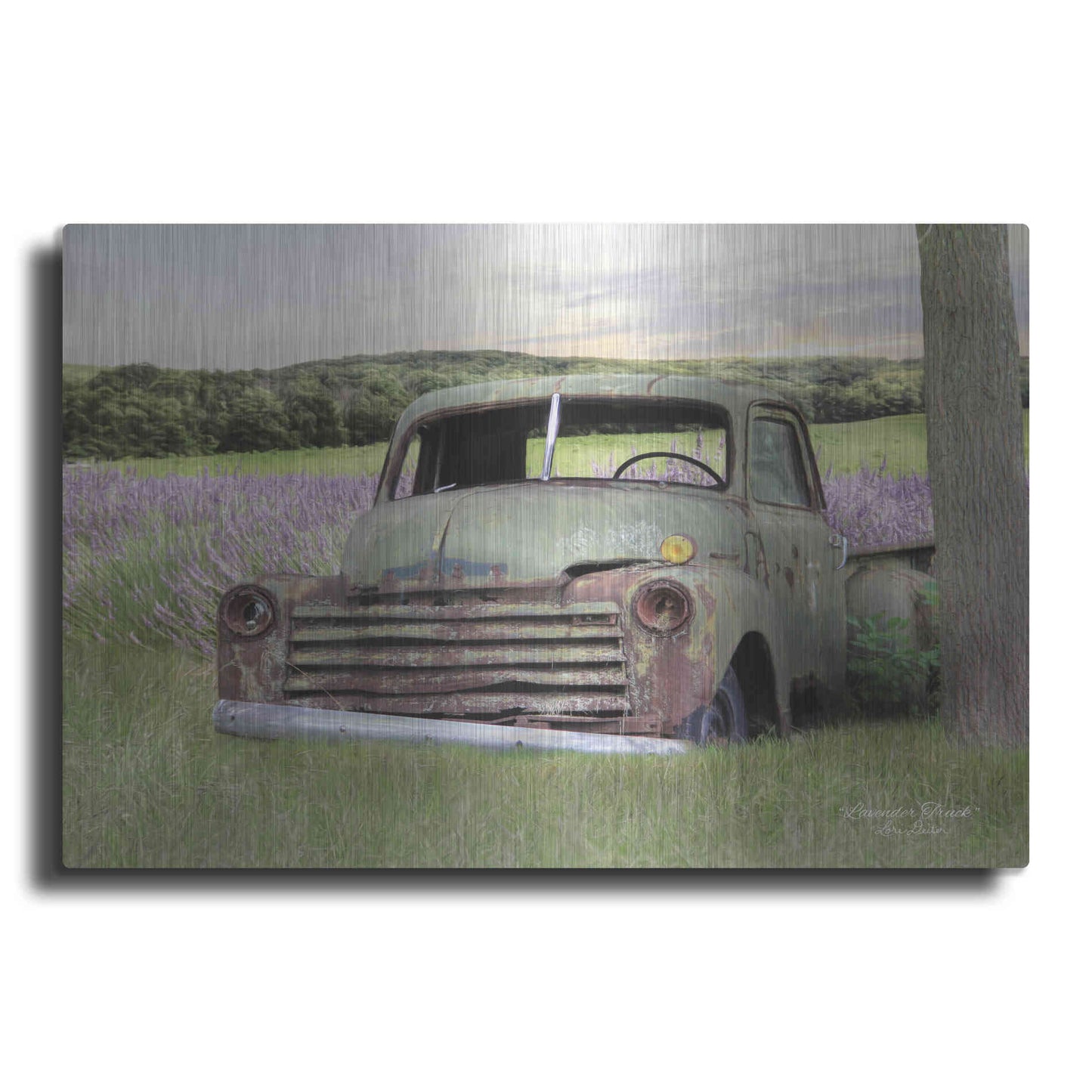 Luxe Metal Art 'Lavender Truck' by Lori Deiter, Metal Wall Art