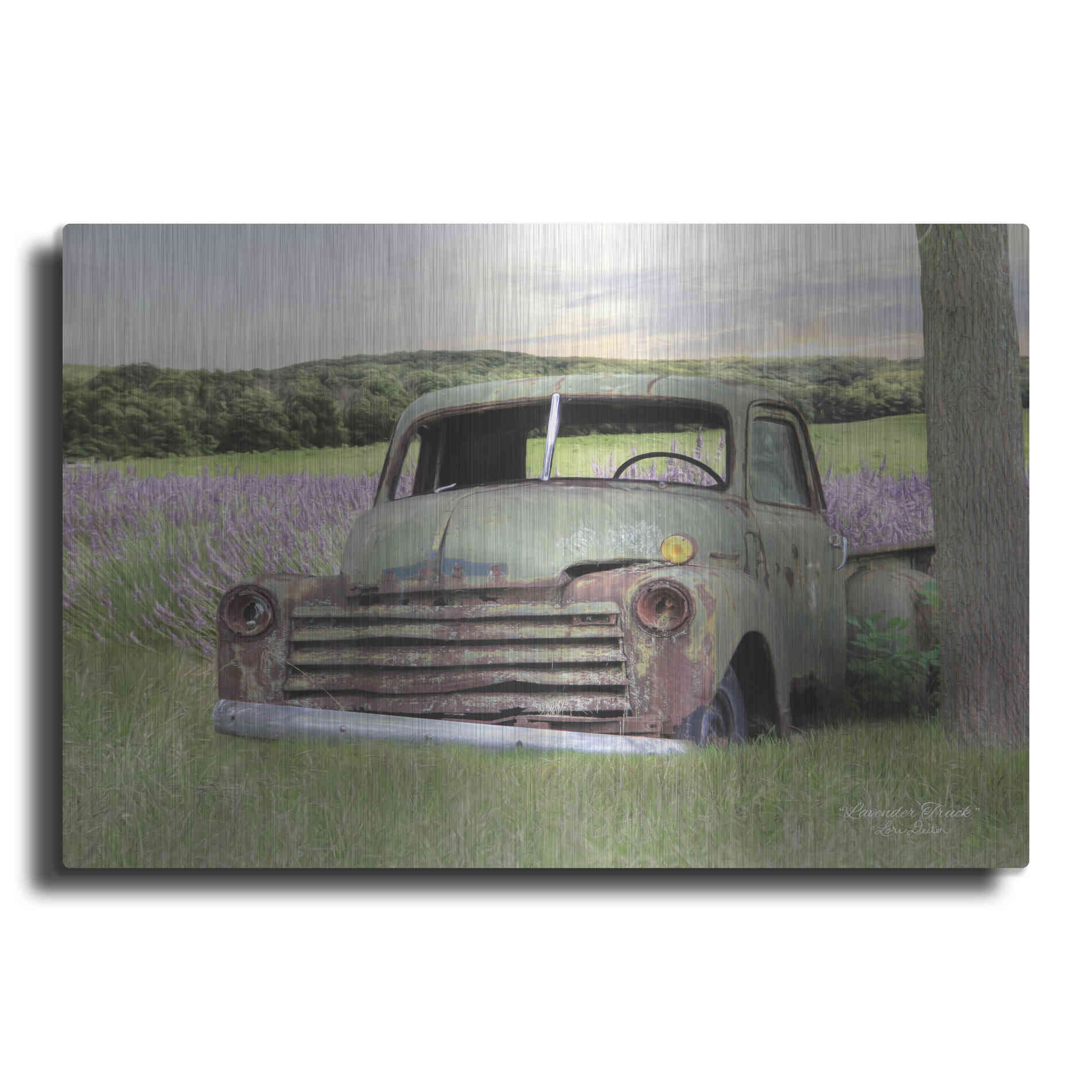 Luxe Metal Art 'Lavender Truck' by Lori Deiter, Metal Wall Art