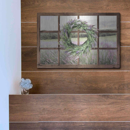 Luxe Metal Art 'Lavender Fields Window' by Lori Deiter, Metal Wall Art,16x12