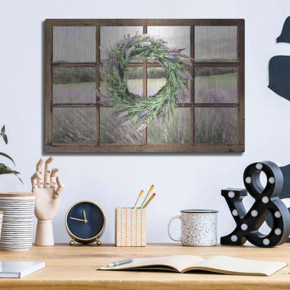 Luxe Metal Art 'Lavender Fields Window' by Lori Deiter, Metal Wall Art,16x12