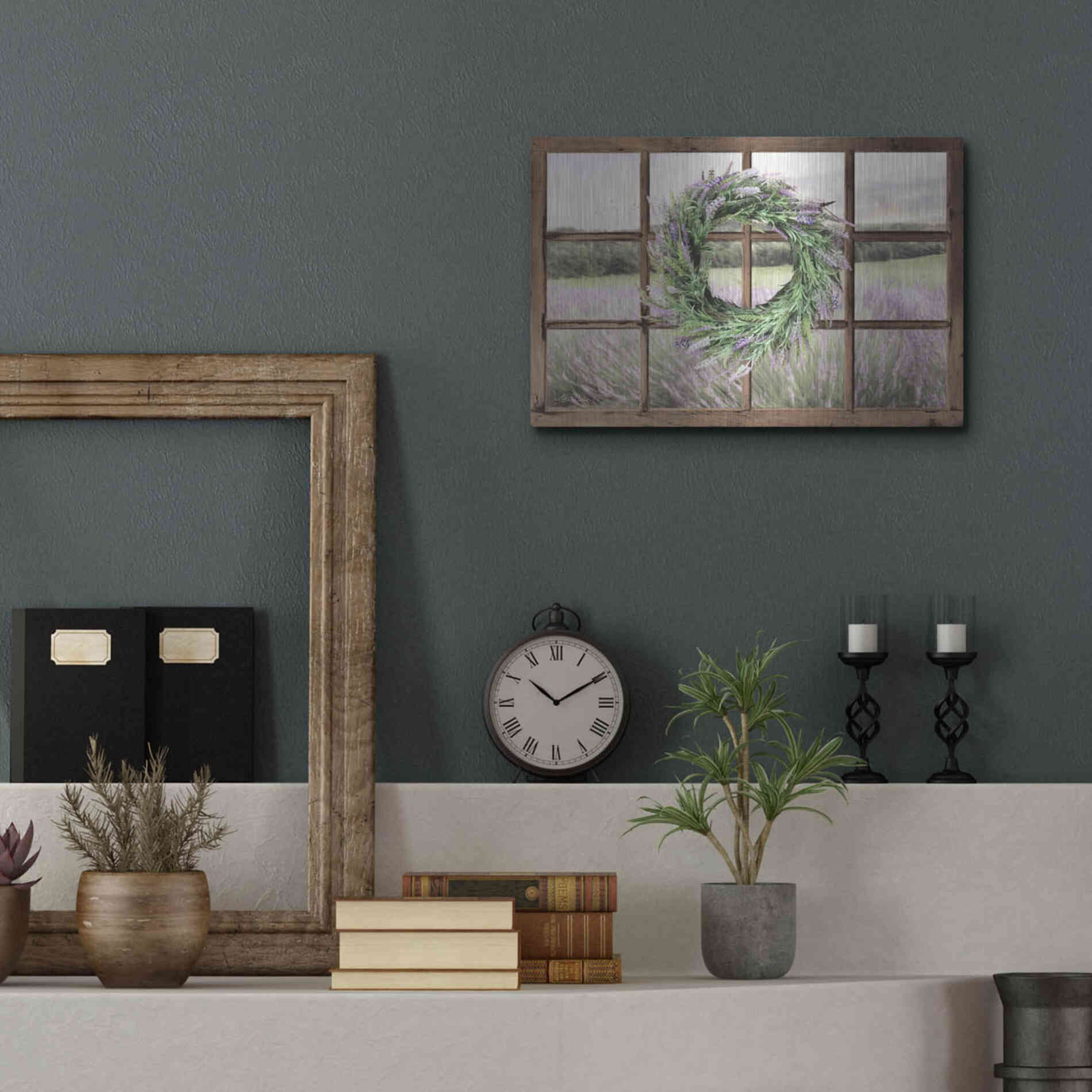 Luxe Metal Art 'Lavender Fields Window' by Lori Deiter, Metal Wall Art,16x12