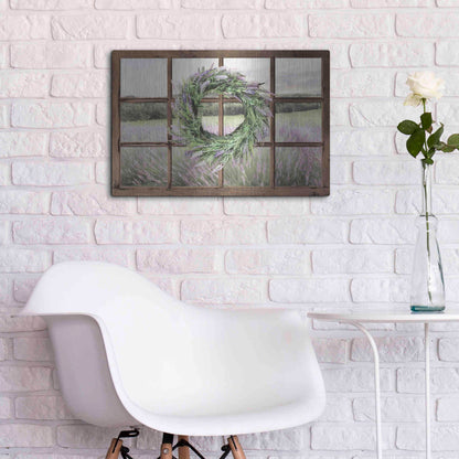 Luxe Metal Art 'Lavender Fields Window' by Lori Deiter, Metal Wall Art,24x16