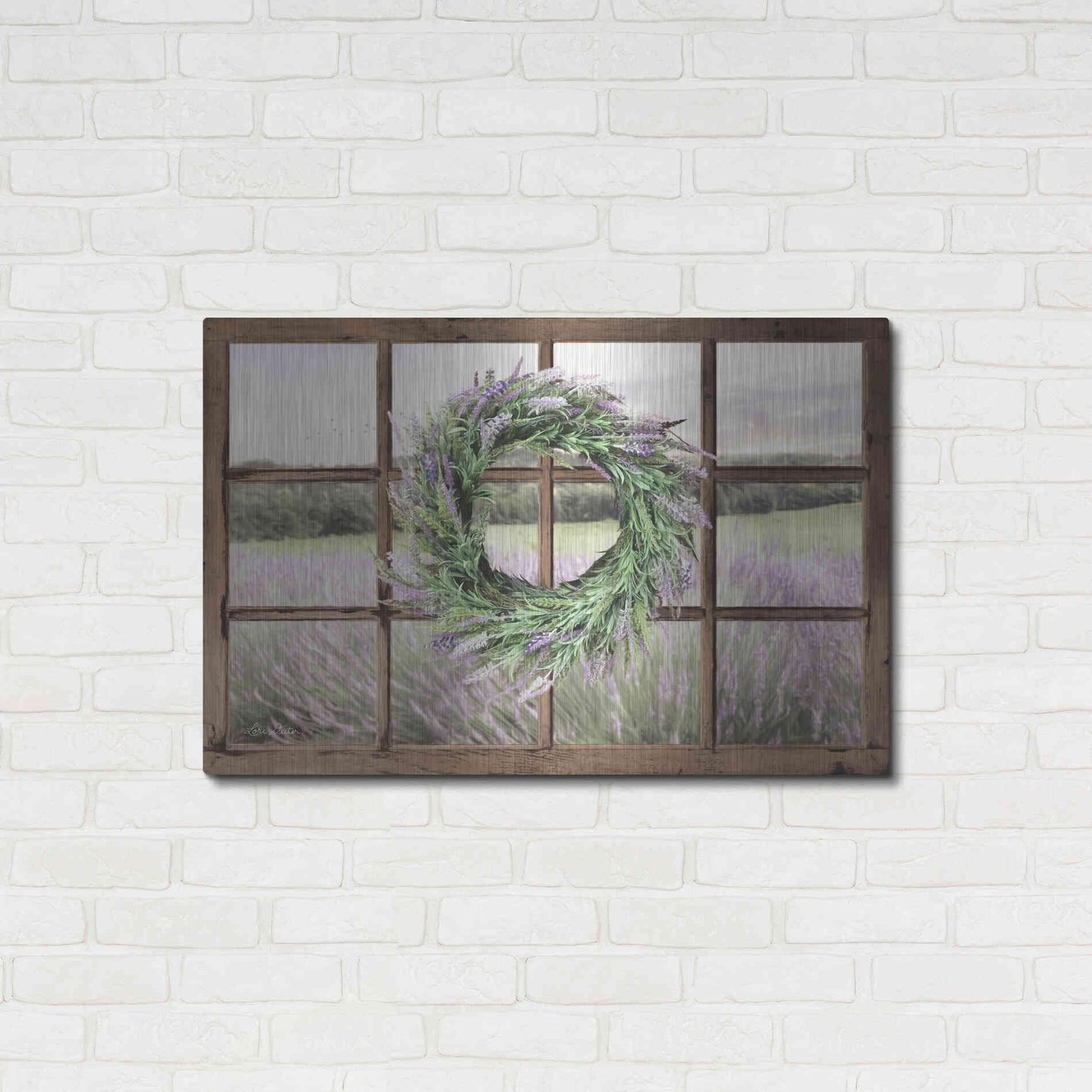 Luxe Metal Art 'Lavender Fields Window' by Lori Deiter, Metal Wall Art,36x24