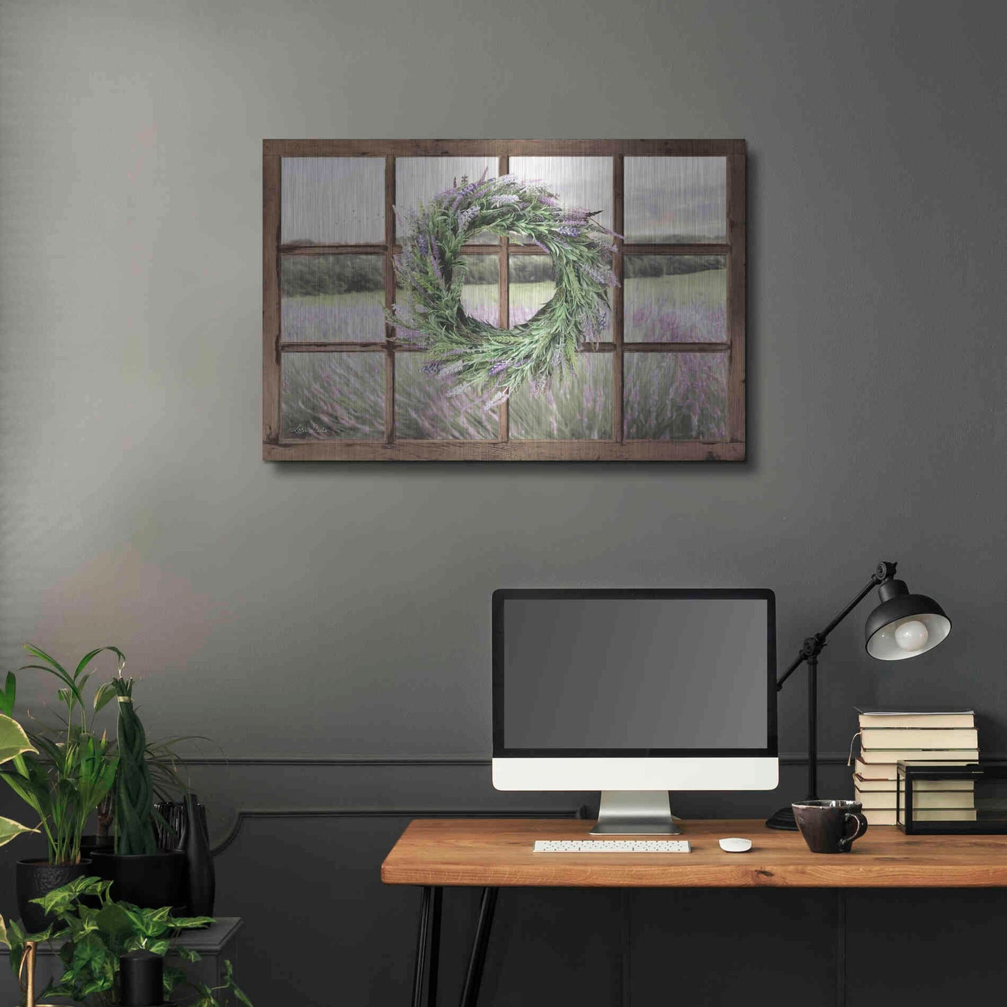 Luxe Metal Art 'Lavender Fields Window' by Lori Deiter, Metal Wall Art,36x24