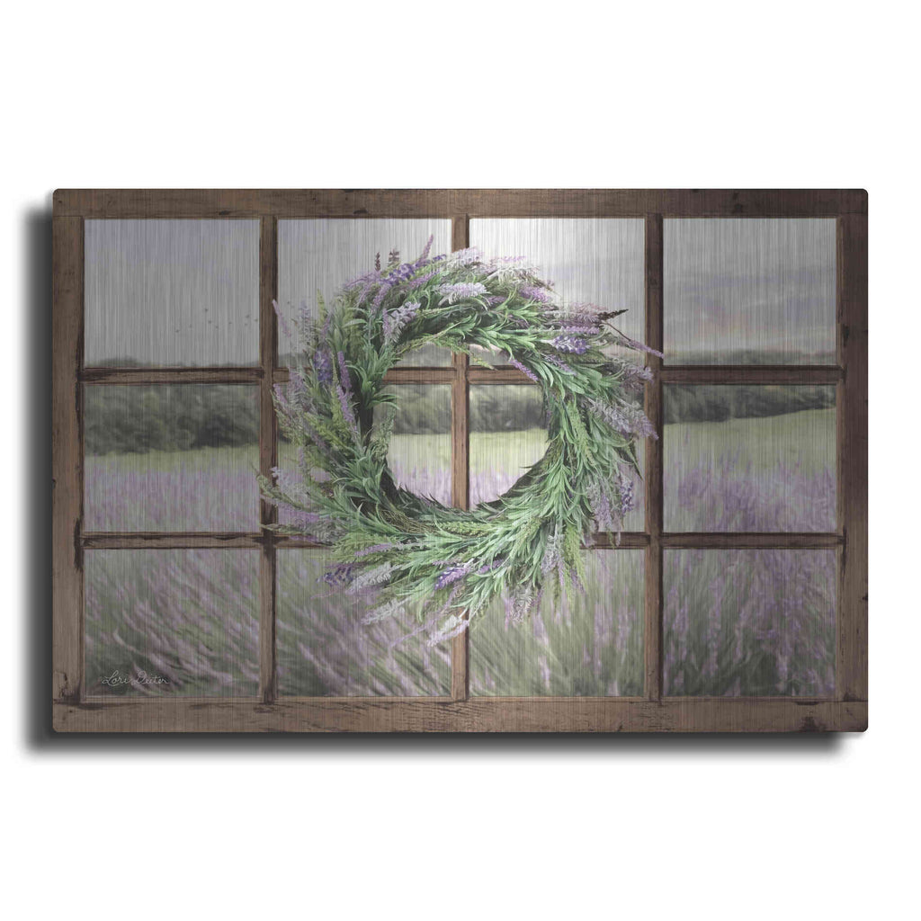 Luxe Metal Art 'Lavender Fields Window' by Lori Deiter, Metal Wall Art