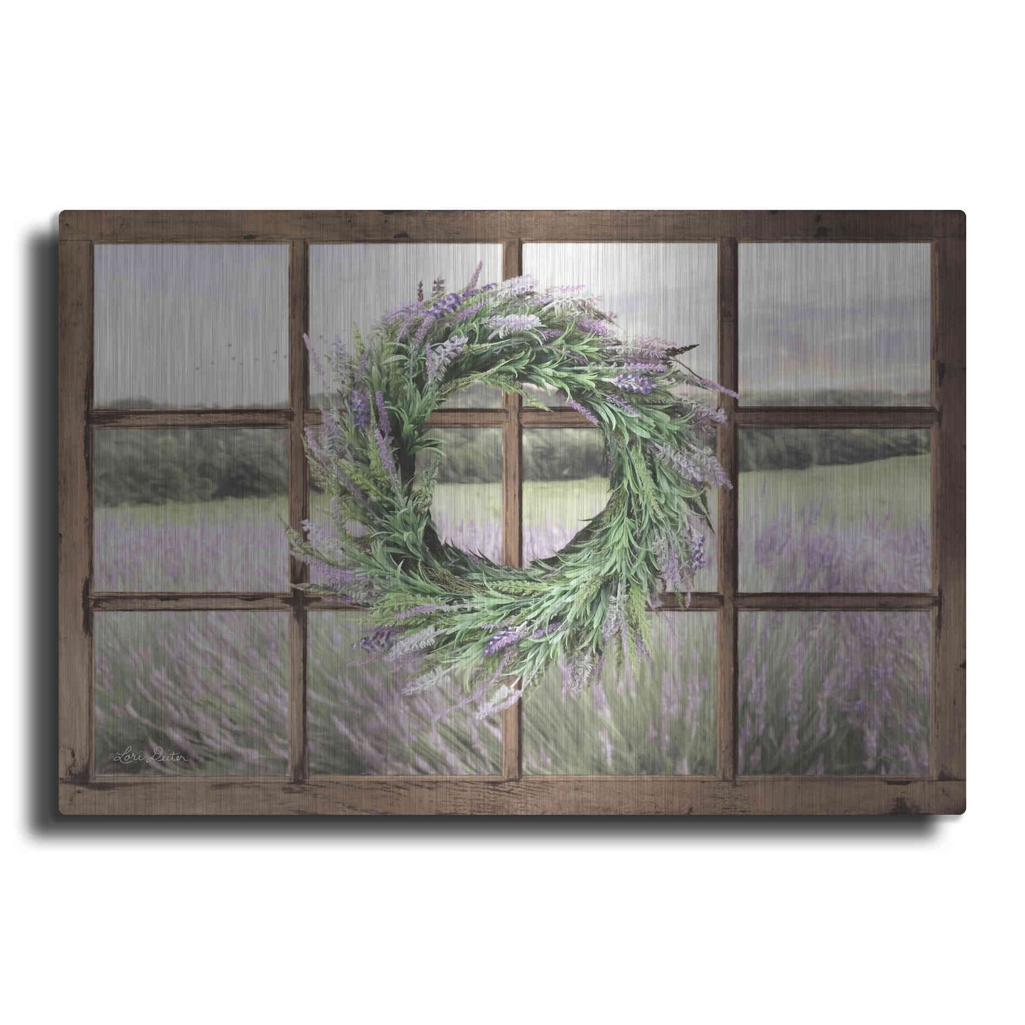 Luxe Metal Art 'Lavender Fields Window' by Lori Deiter, Metal Wall Art