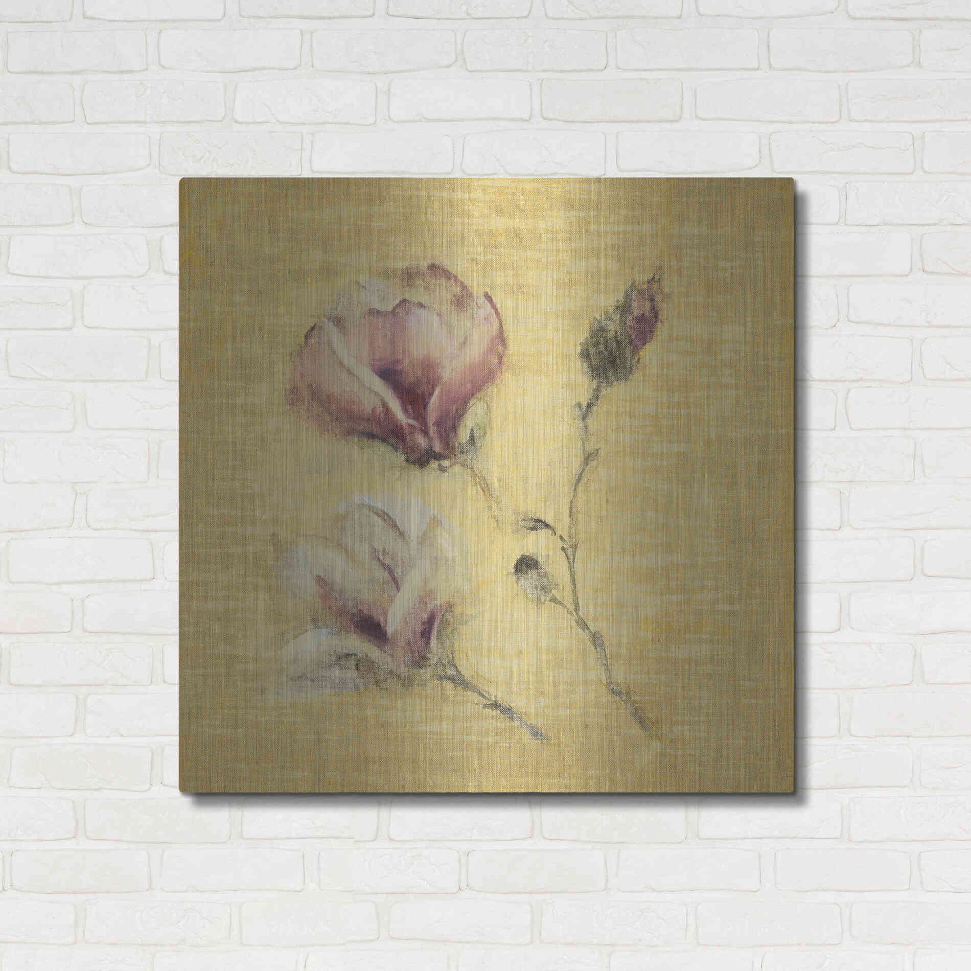 Luxe Metal Art 'Magnolia Blossom on Gold' by Cheri Blum, Metal Wall Art,36x36