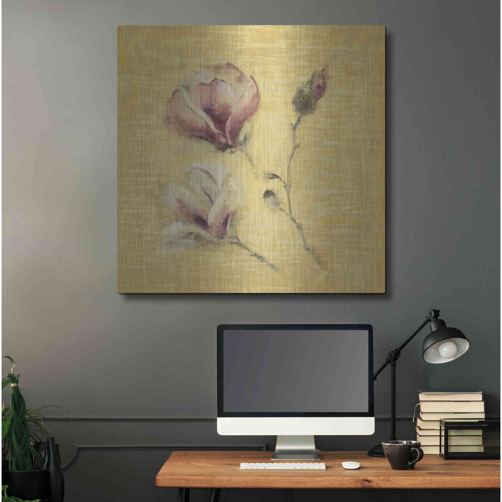 Luxe Metal Art 'Magnolia Blossom on Gold' by Cheri Blum, Metal Wall Art,36x36