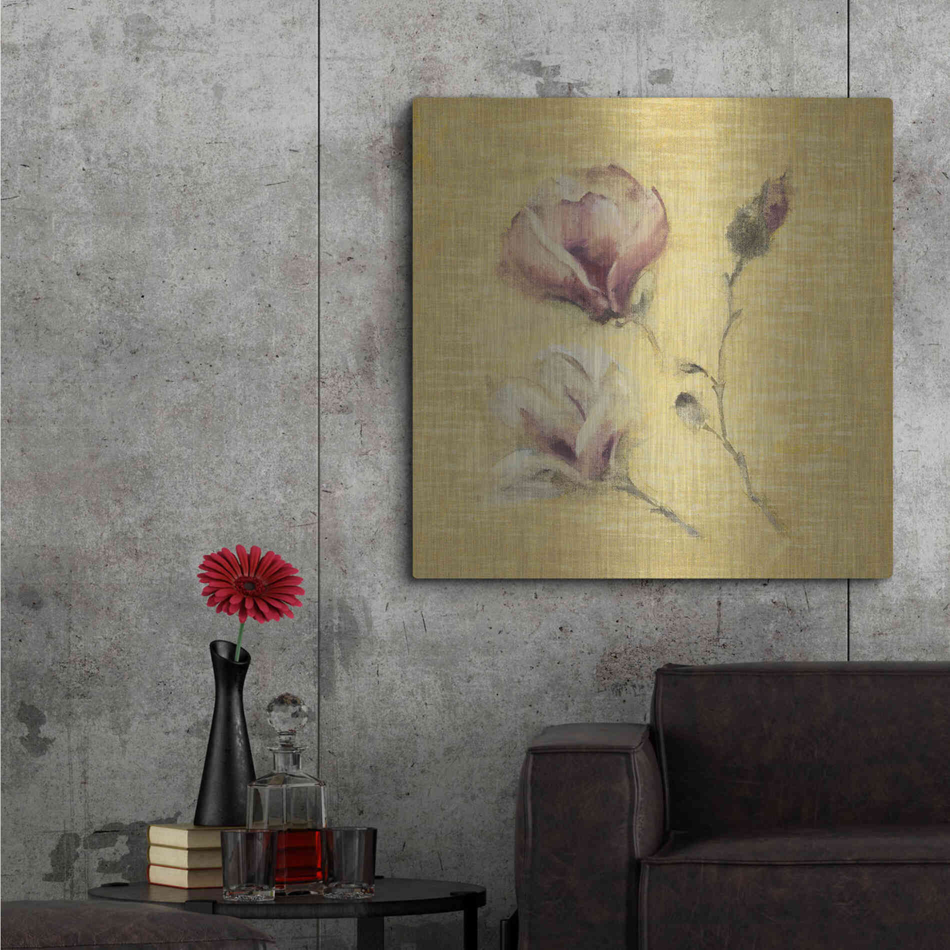 Luxe Metal Art 'Magnolia Blossom on Gold' by Cheri Blum, Metal Wall Art,36x36