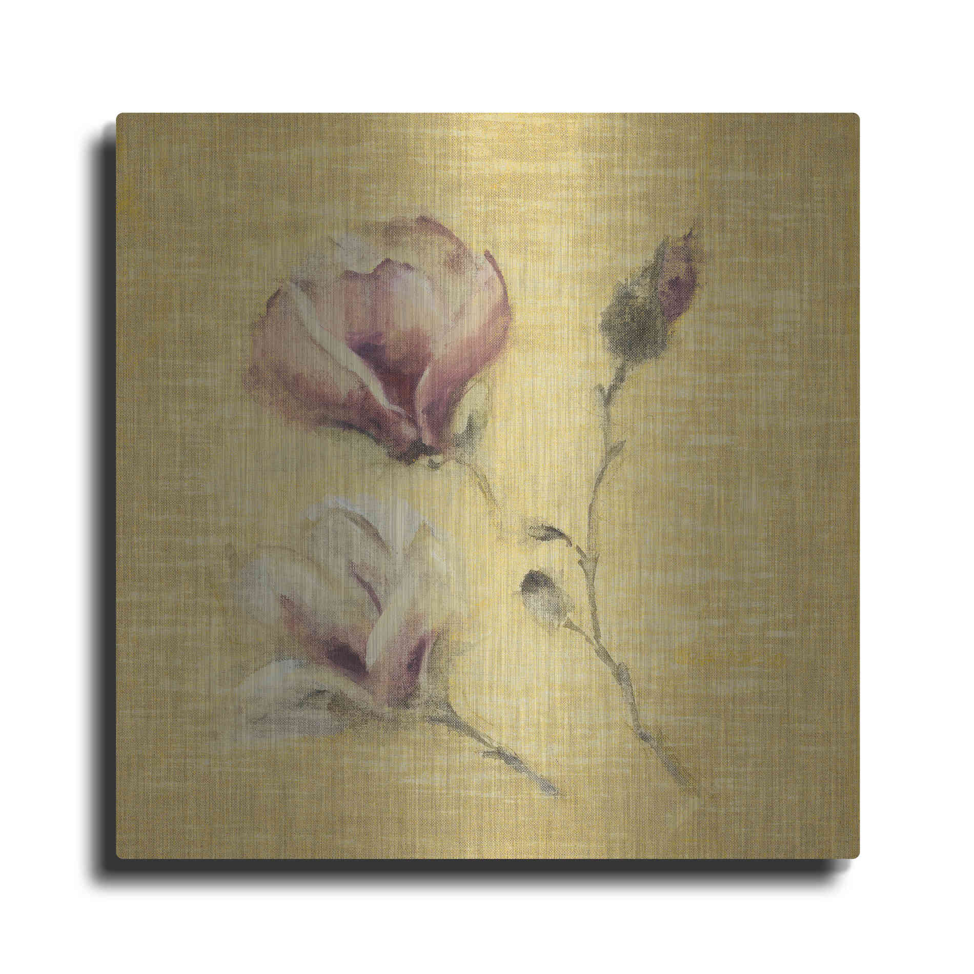 Luxe Metal Art 'Magnolia Blossom on Gold' by Cheri Blum, Metal Wall Art