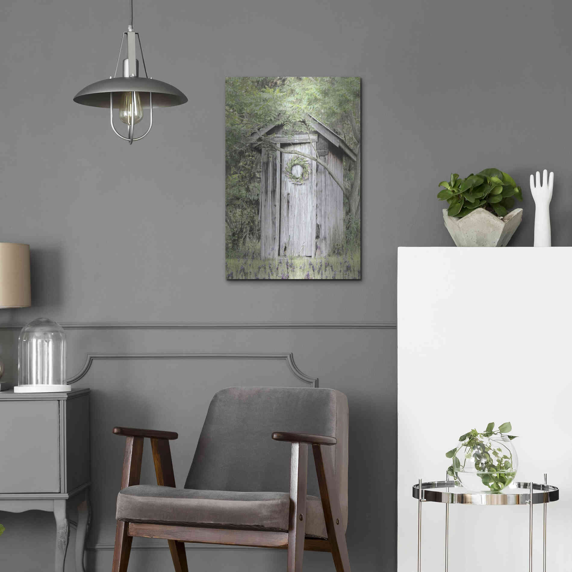 Luxe Metal Art 'Lavender Outhouse' by Lori Deiter, Metal Wall Art,16x24